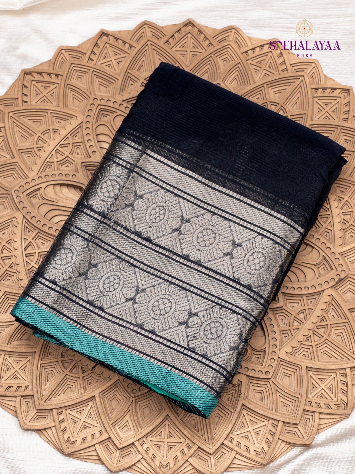 Black Mangalagiri Silk Cotton Saree