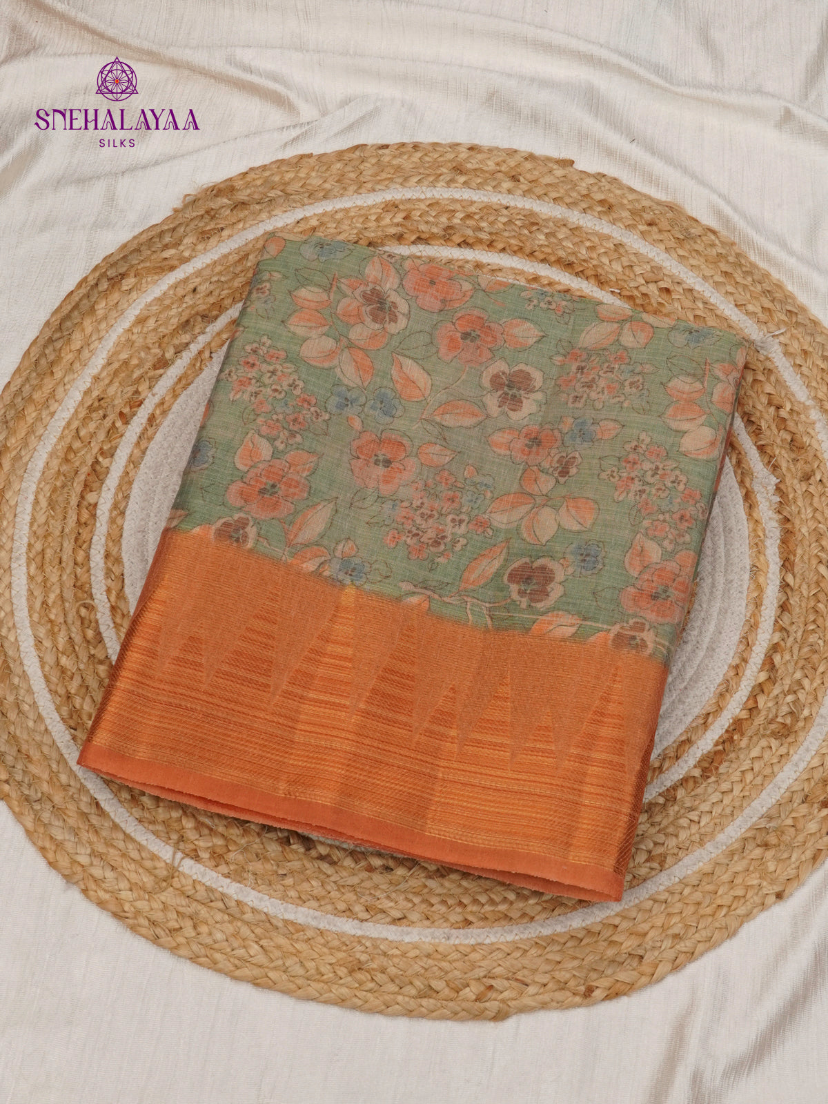 Sage Green Linen Tissue Saree