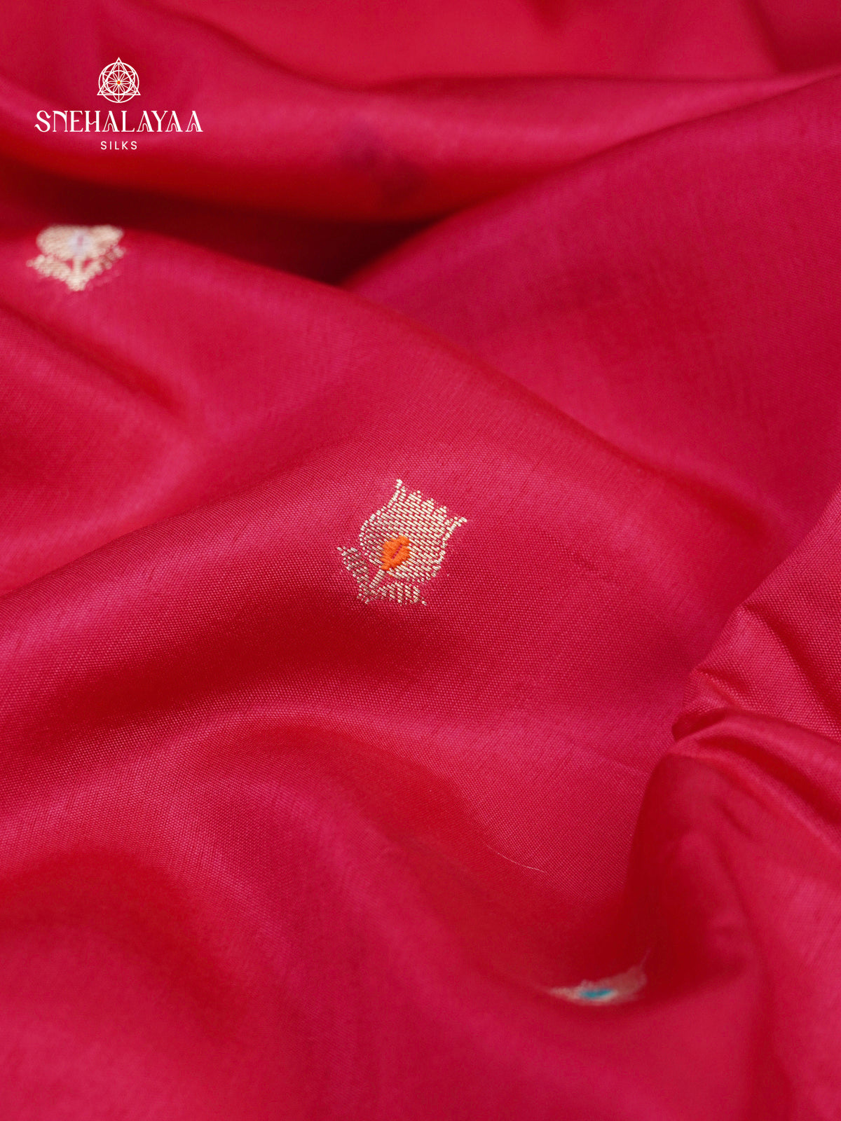 Cherry Red Banaras Dupion Silk Saree