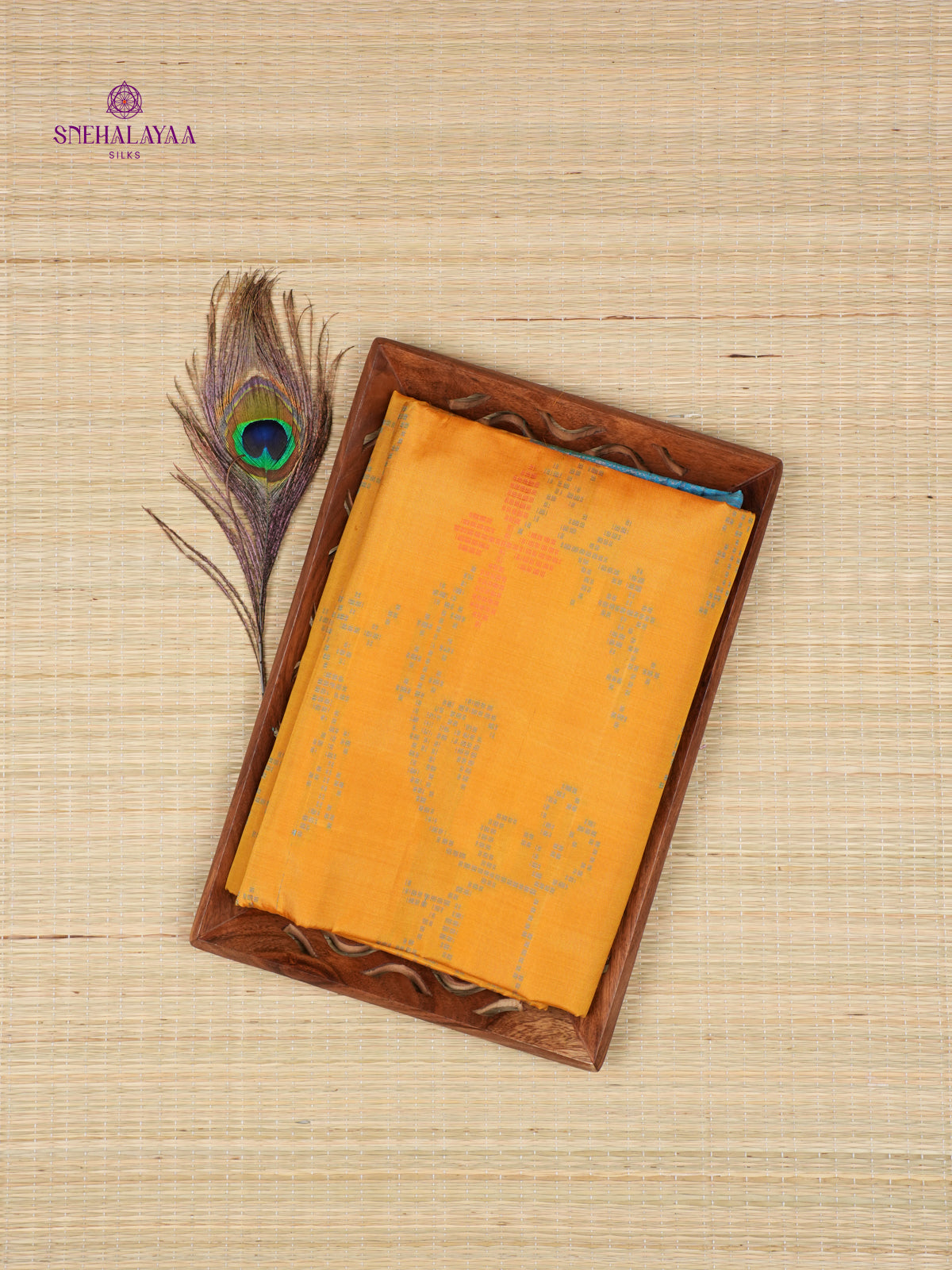 Orange Borderless Kanjivaram Soft Silk Saree