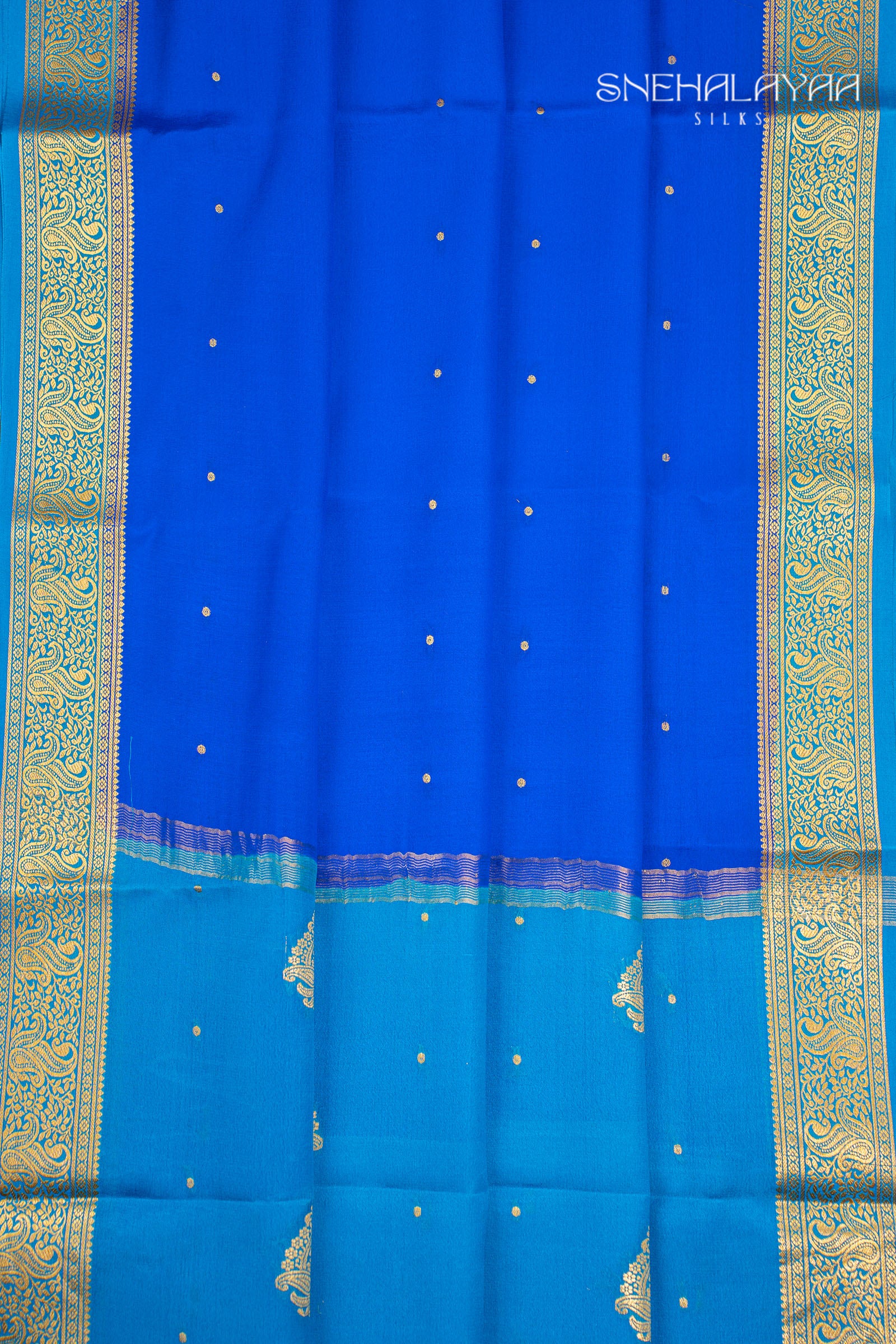 Blue Mysore Crepe Silk Saree