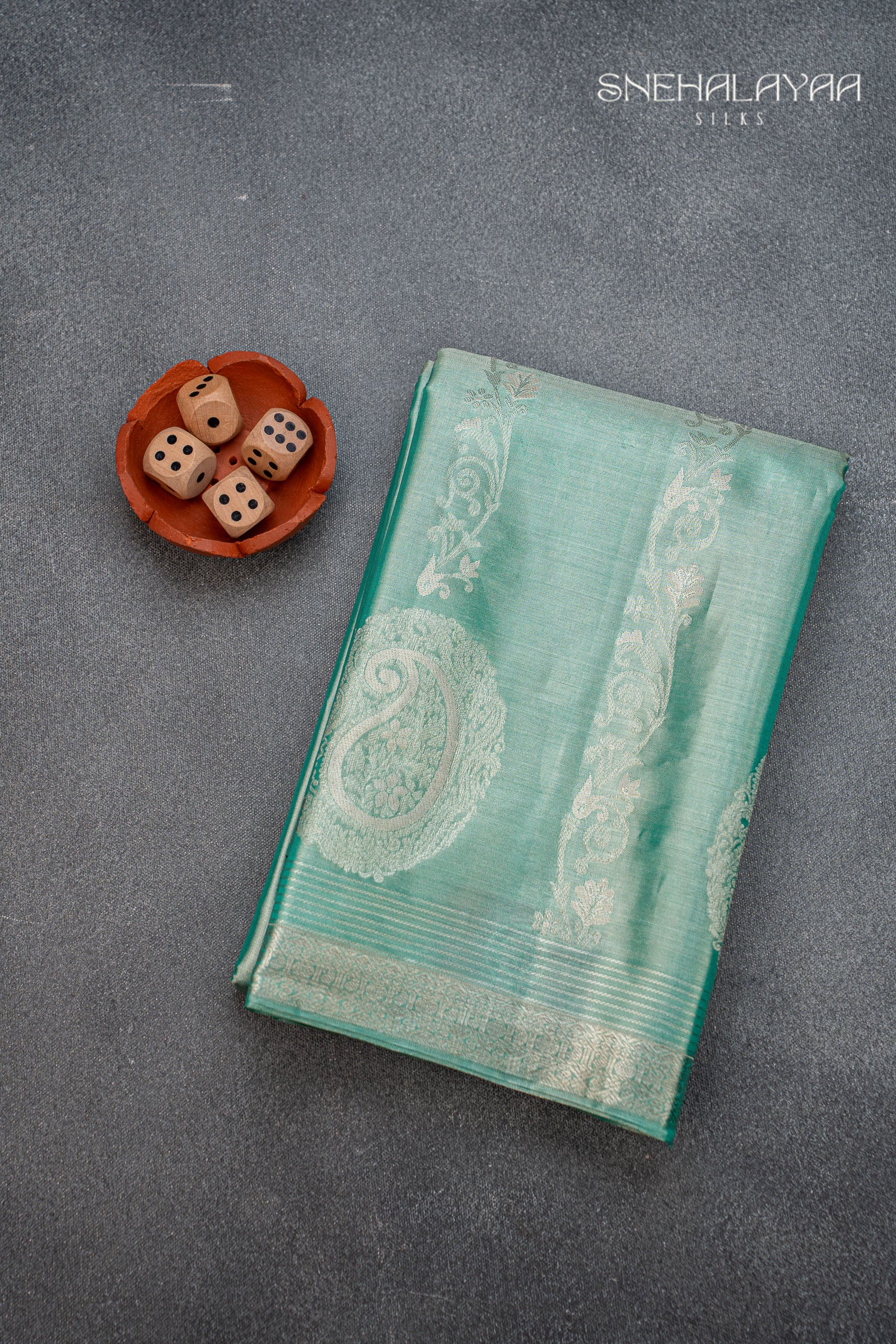 Caribbean Green Kancheevaram Silk Saree