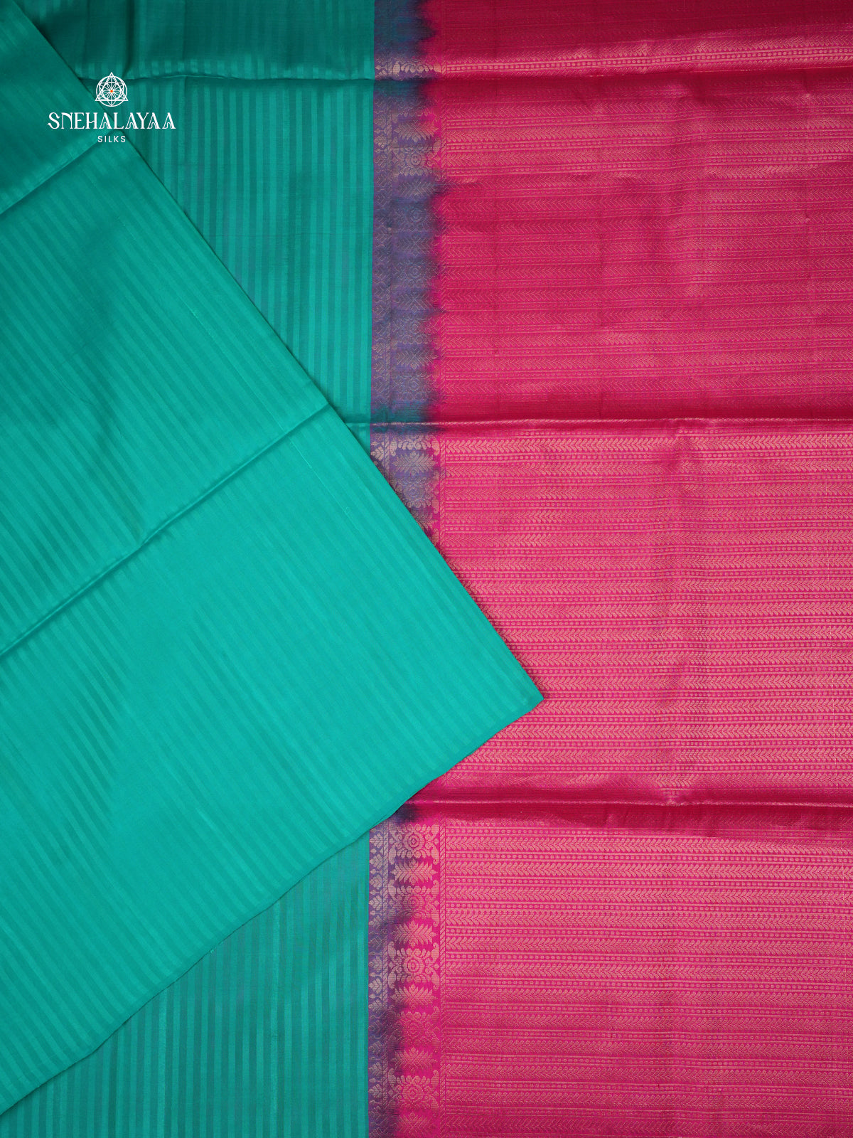 Ocean Blue Borderless Kanjivaram Soft Silk Saree