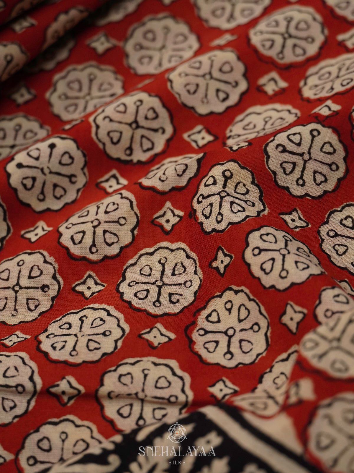 Red Jaipur Cotton Saree