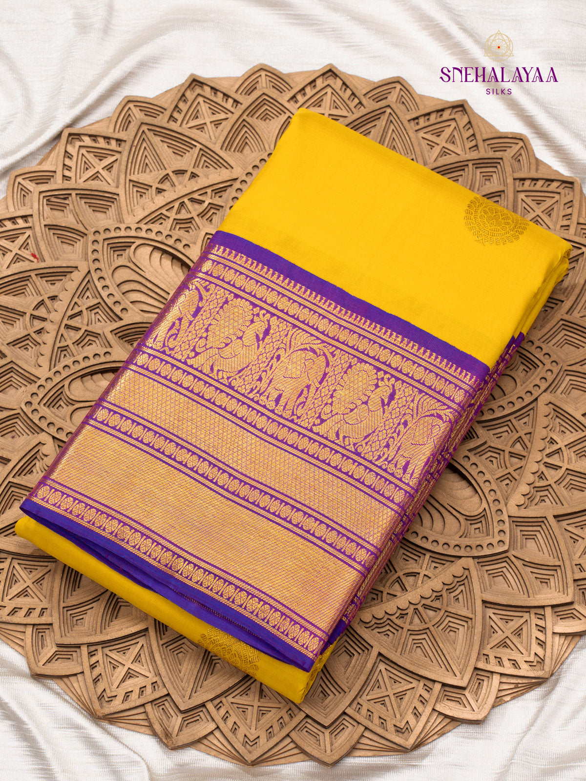 Mango Yellow Kanjivaram Silk Saree