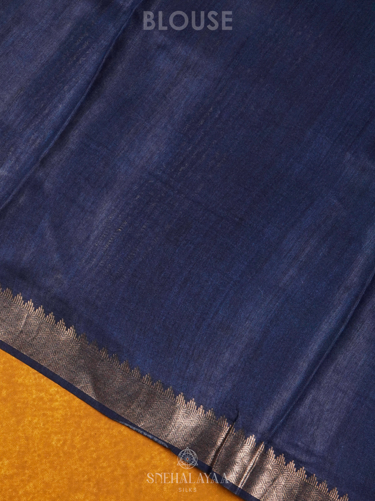 Navy Blue Munga Tussar Saree