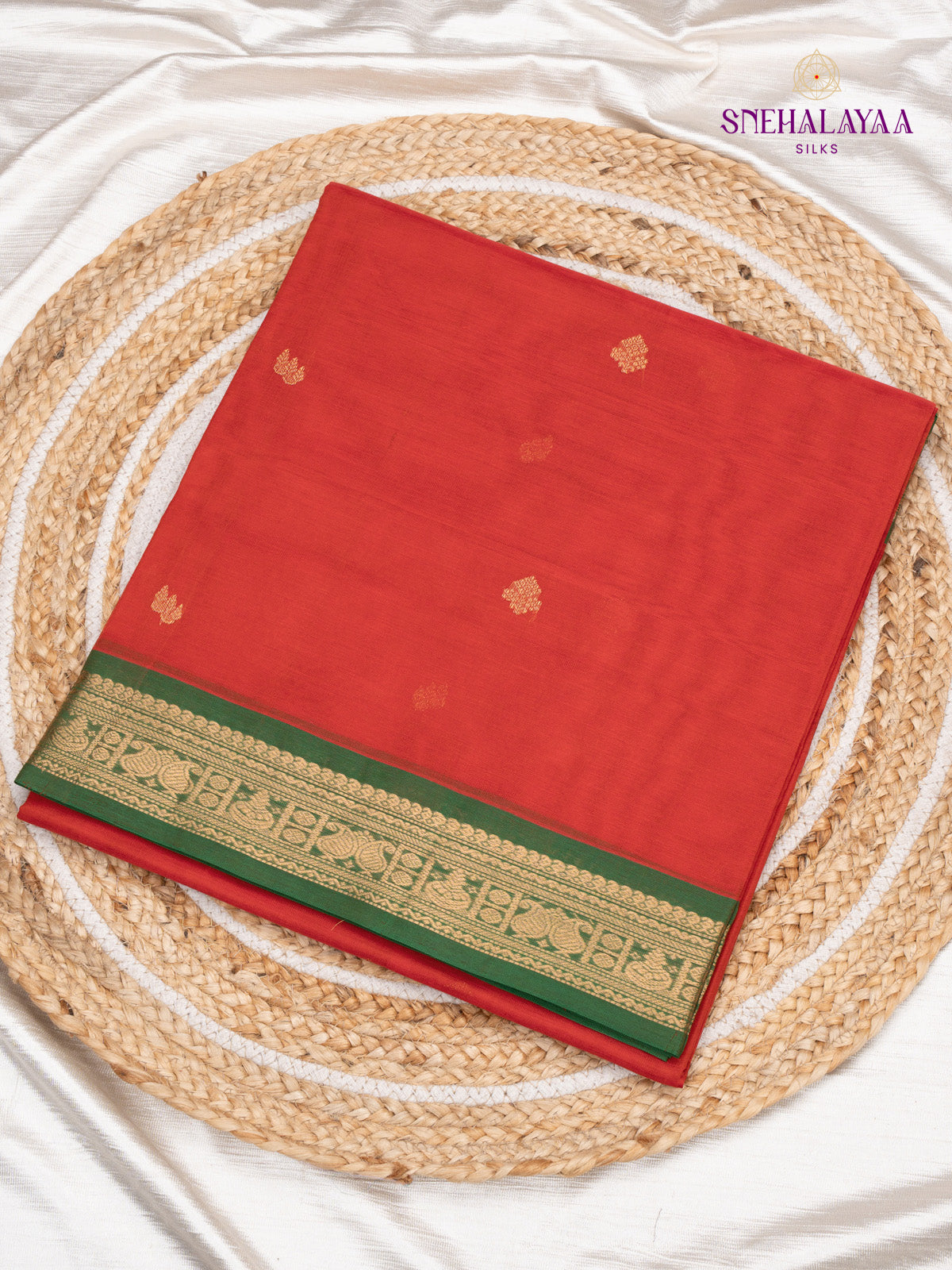 Orange Kanchi Silk Cotton Saree