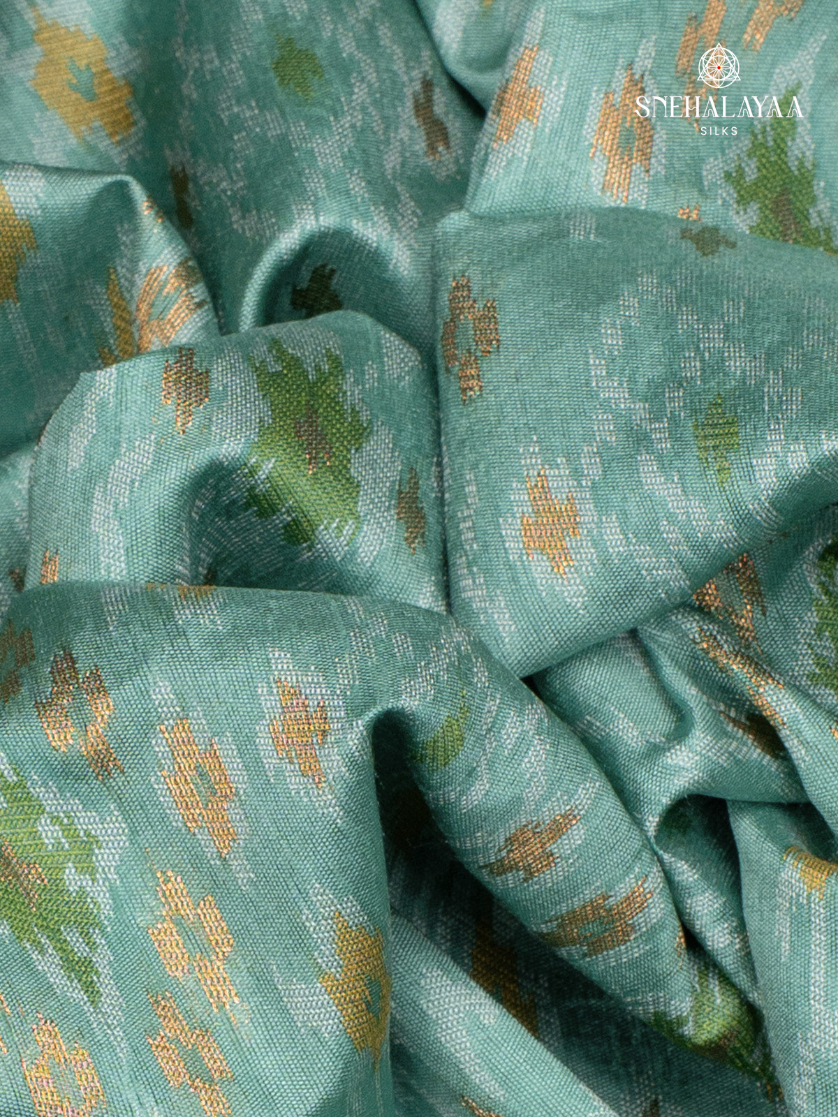 Pale Blue Ikat Silk Saree