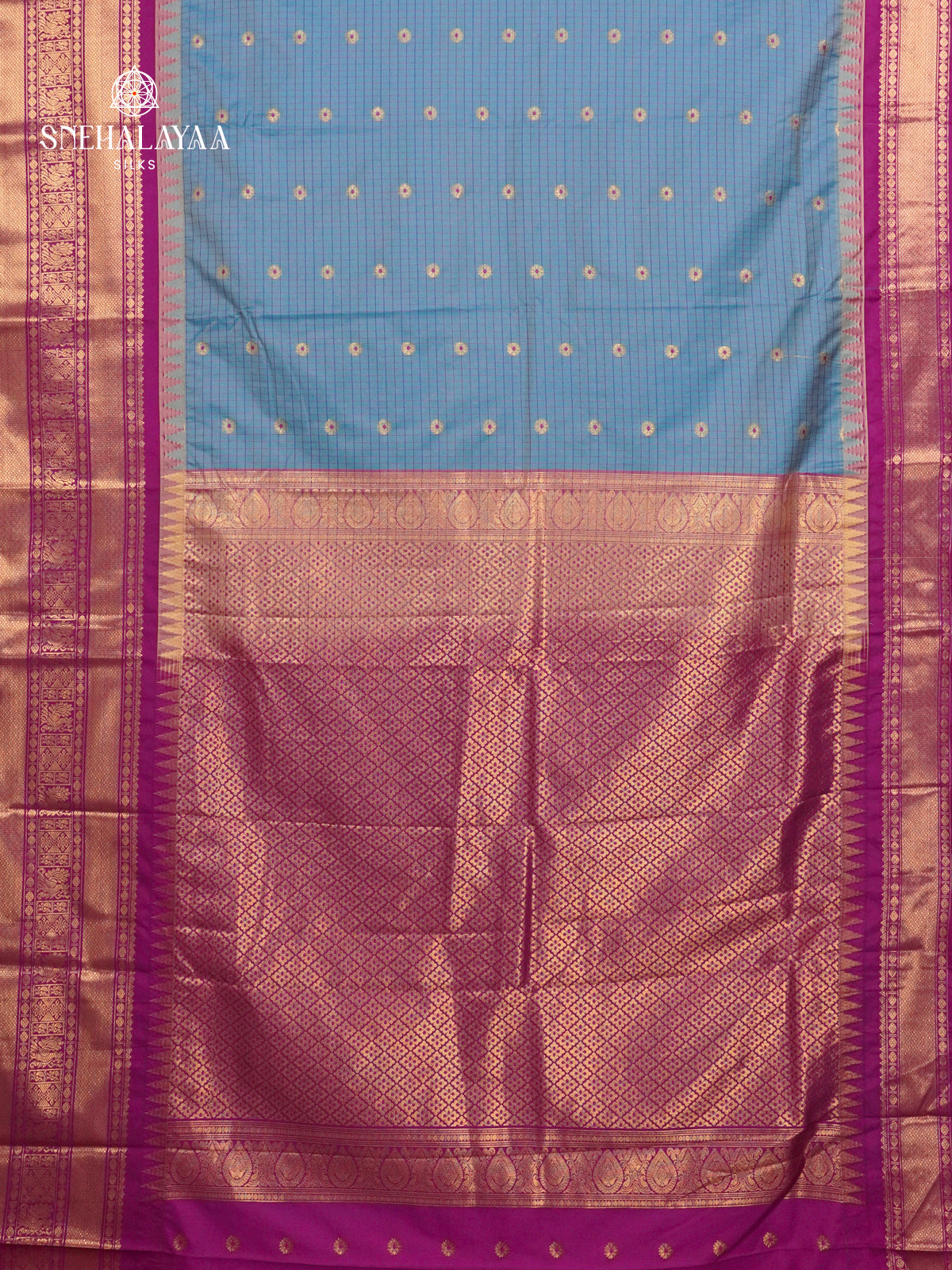 Pale Blue Gadwal Silk Saree