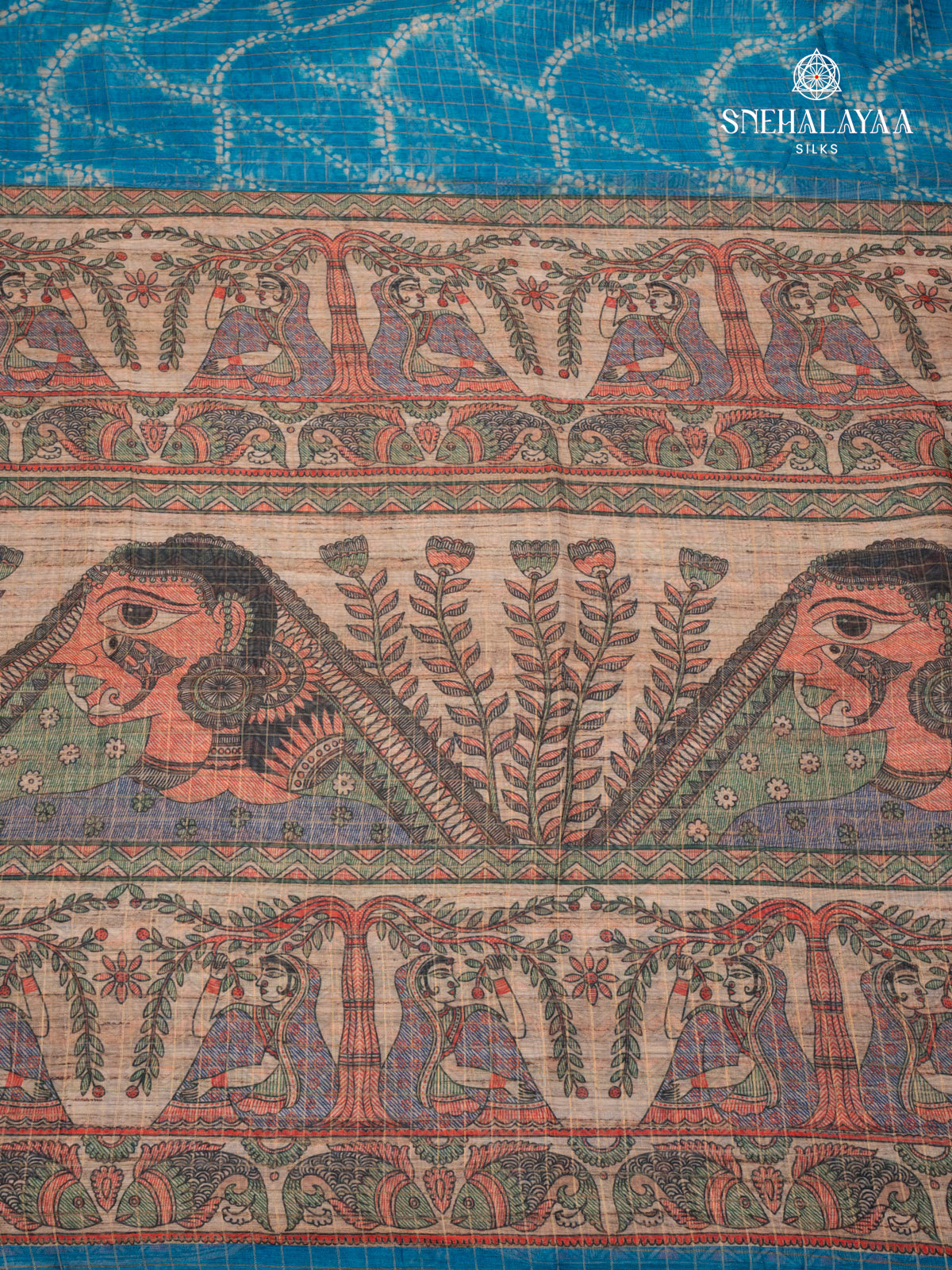 Blue Madhubani Saree