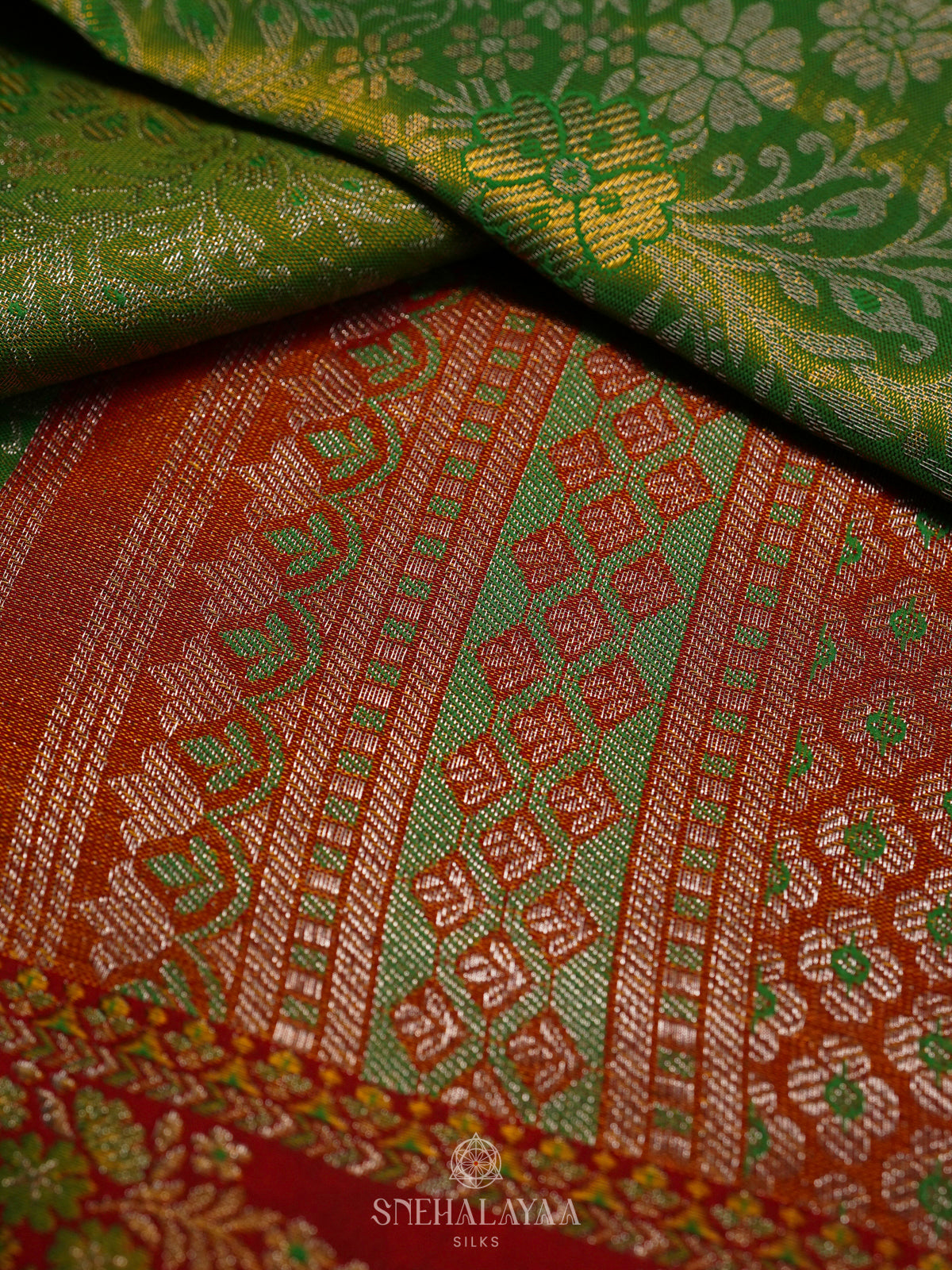 Lime Green Kanjivaram Silk Saree