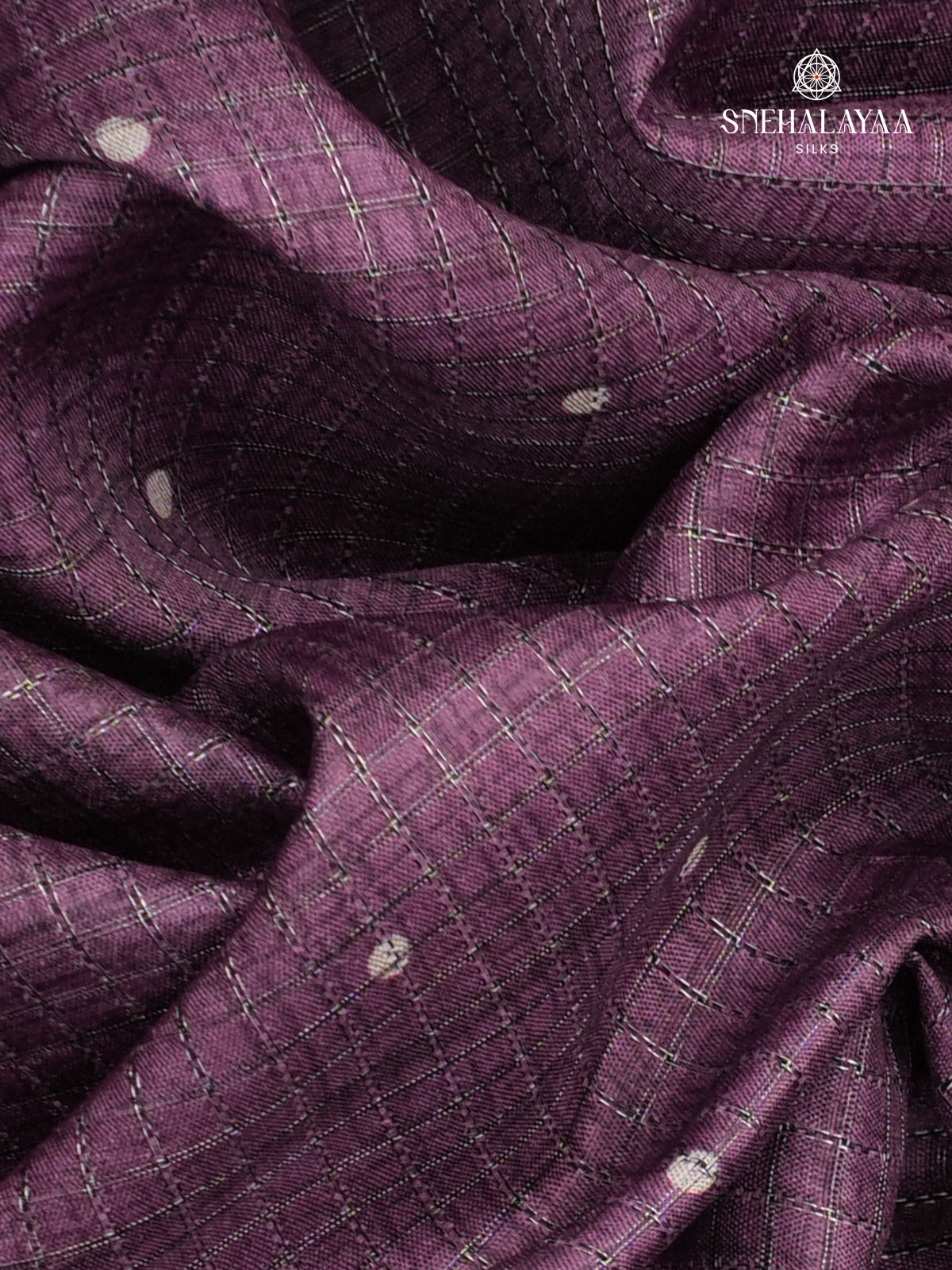 Purple Floral Printed Tussar Saree