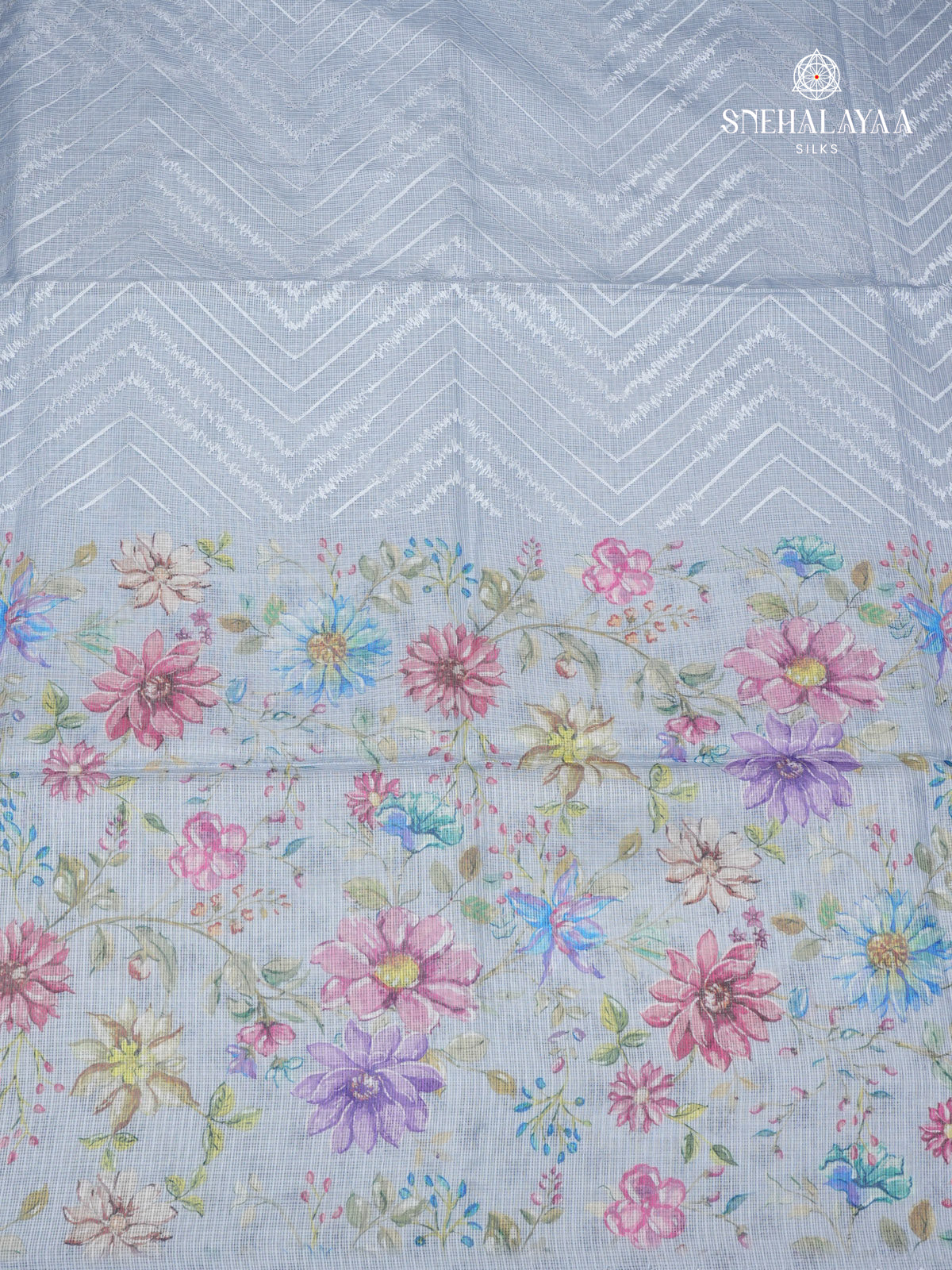 Pale Blue Kota Embroidery Saree