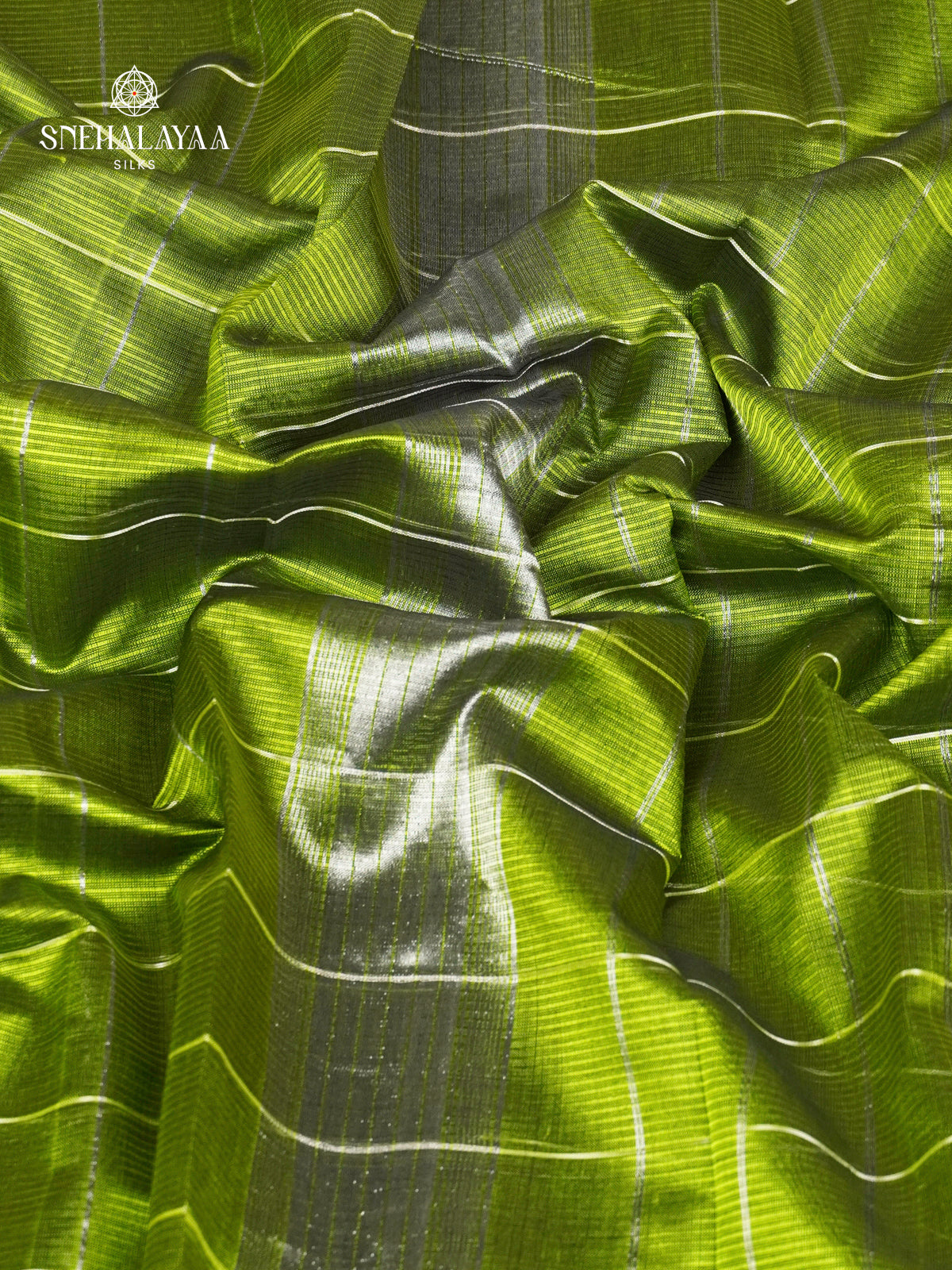 Green Mangalagiri Silk Cotton Saree with Ikat Border