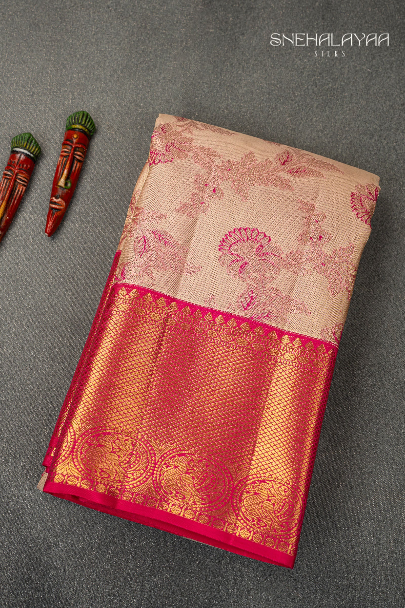 Beige Kancheevaram Silk Saree