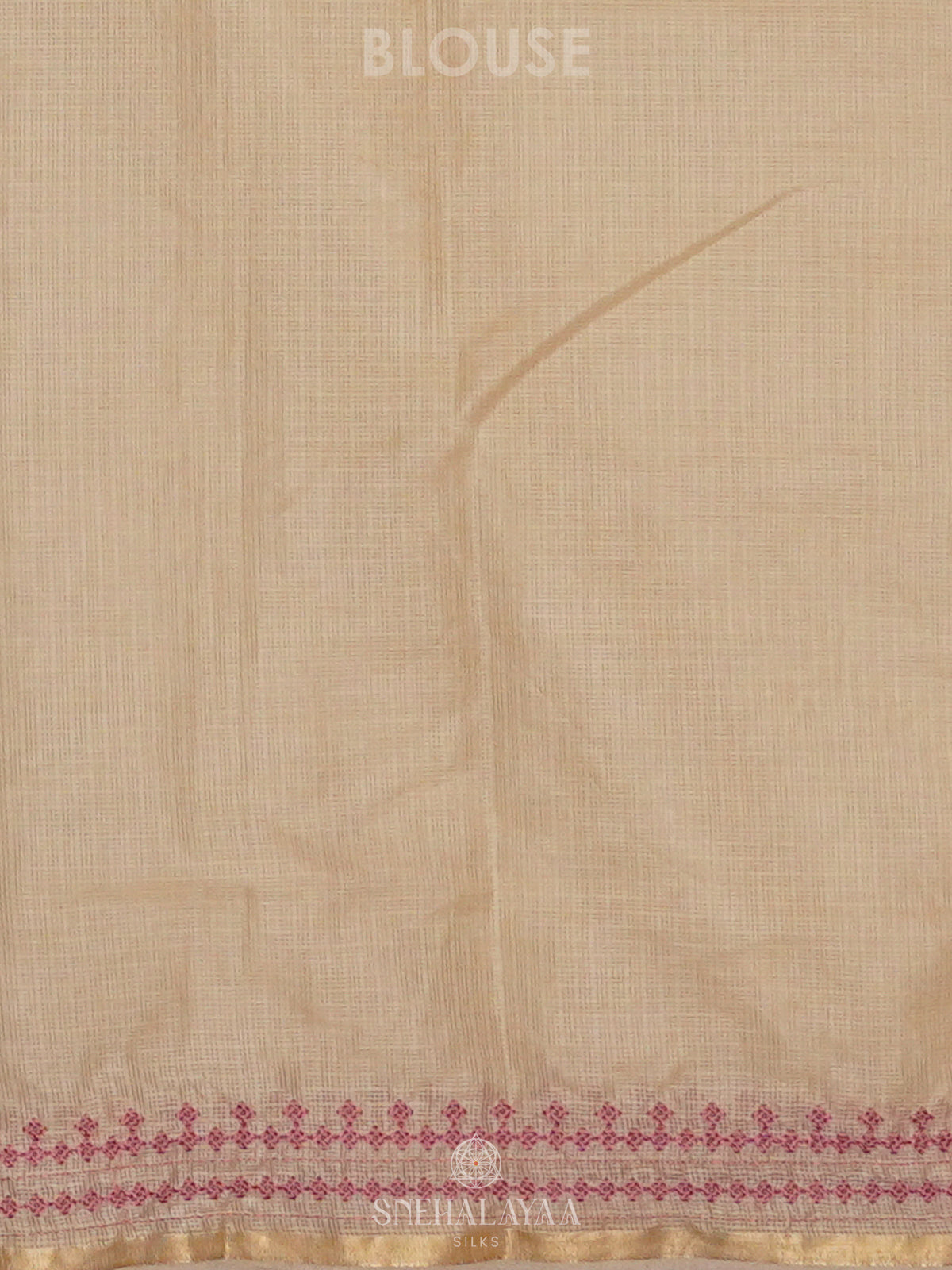 Cream Kota Embroidery Saree With Pink Border