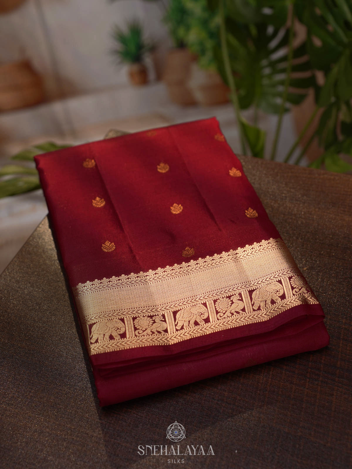 Maroon Kanjivaram silk saree