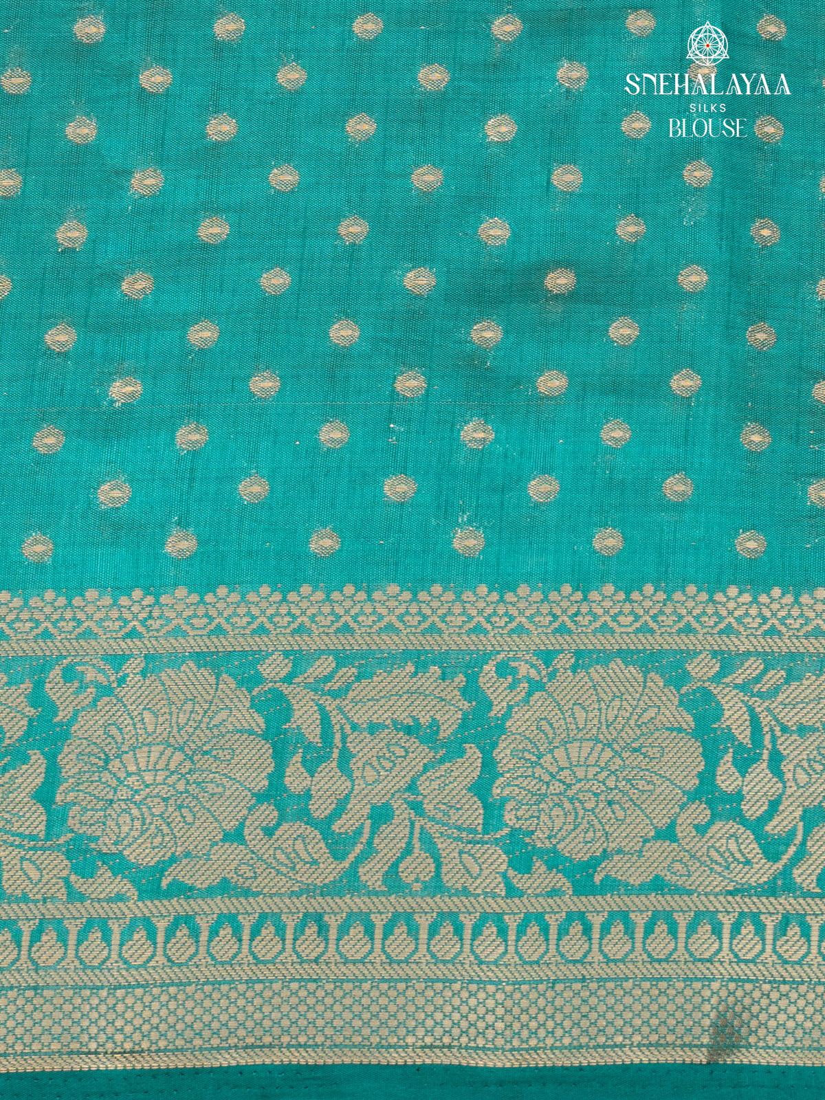 Teal Blue Raw Silk Saree