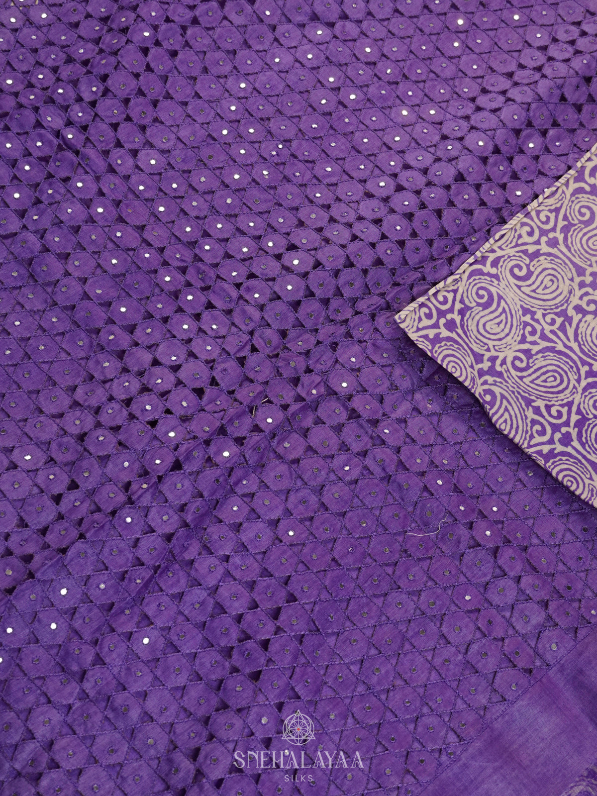 Purple Tussar Embroidery Saree