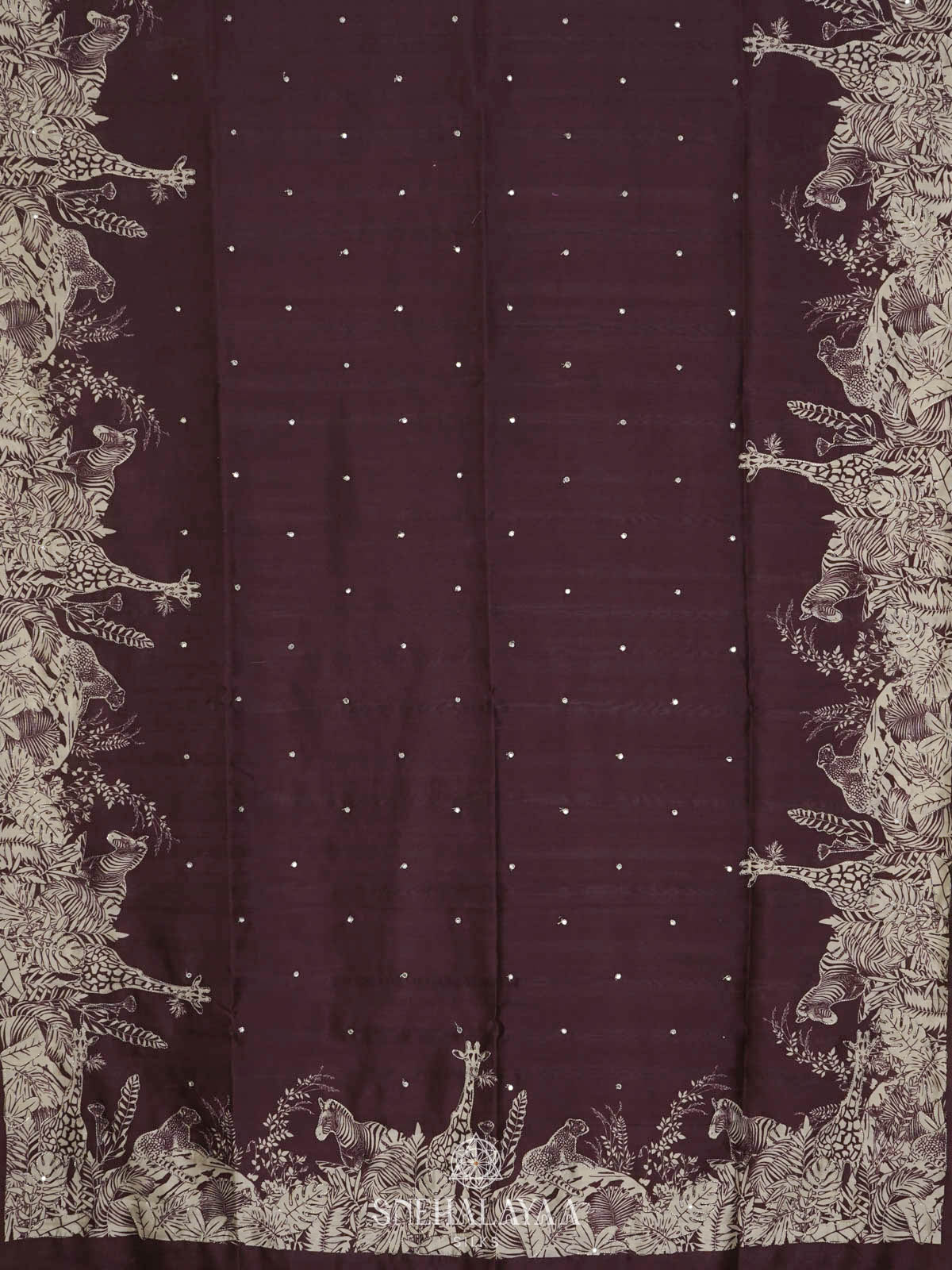 Burgundy Raw Silk Saree