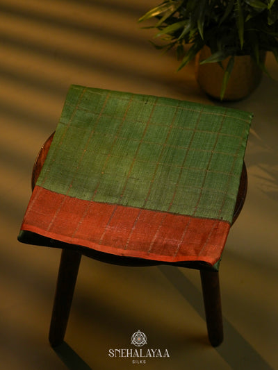 Olive Green Tussar Saree