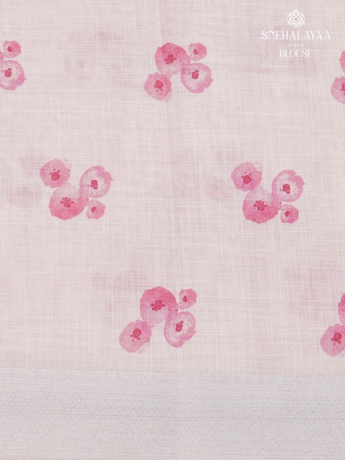 Pastel Pink Printed Linen Saree