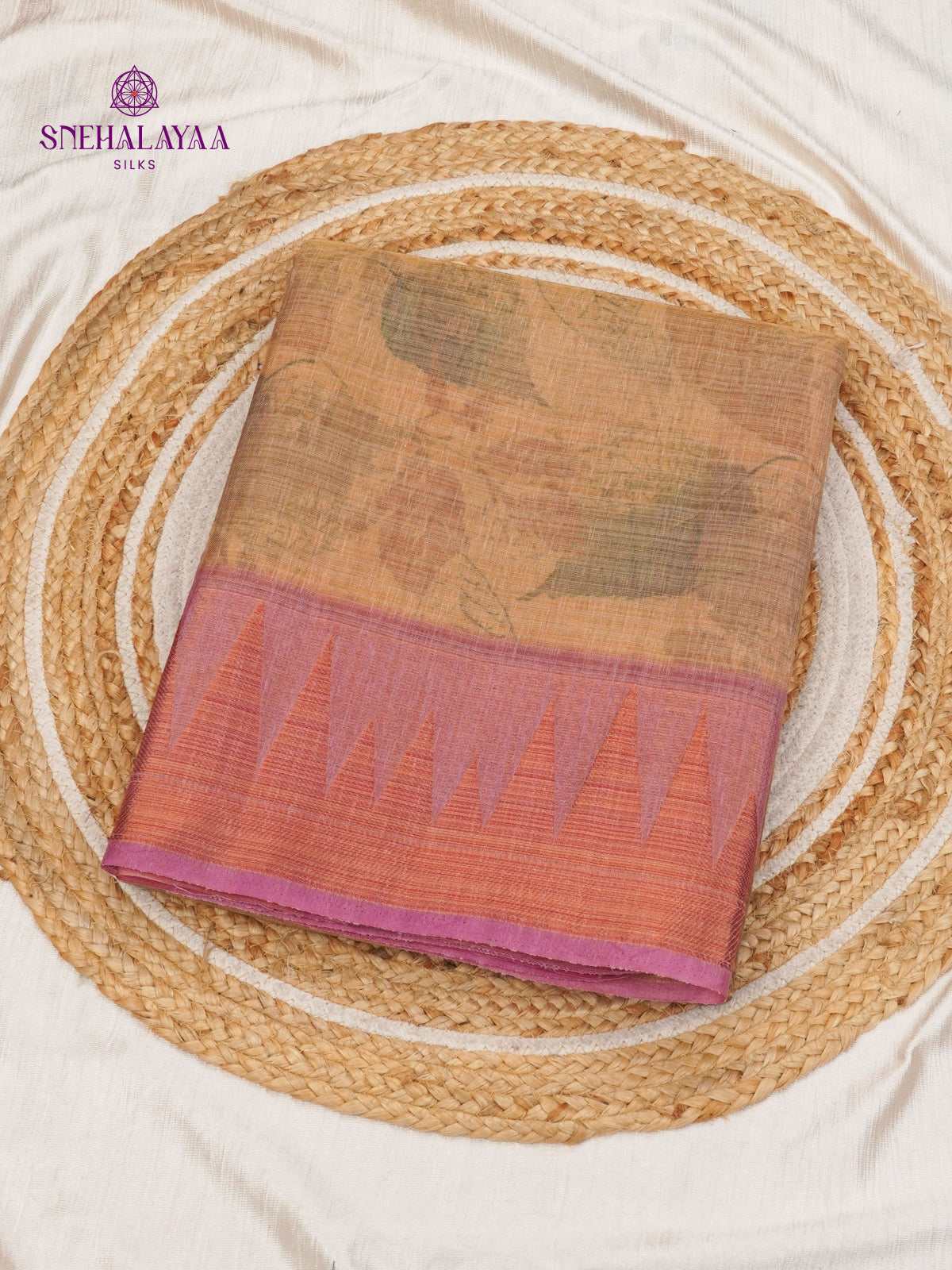 Pale Orange Linen Tissue Saree