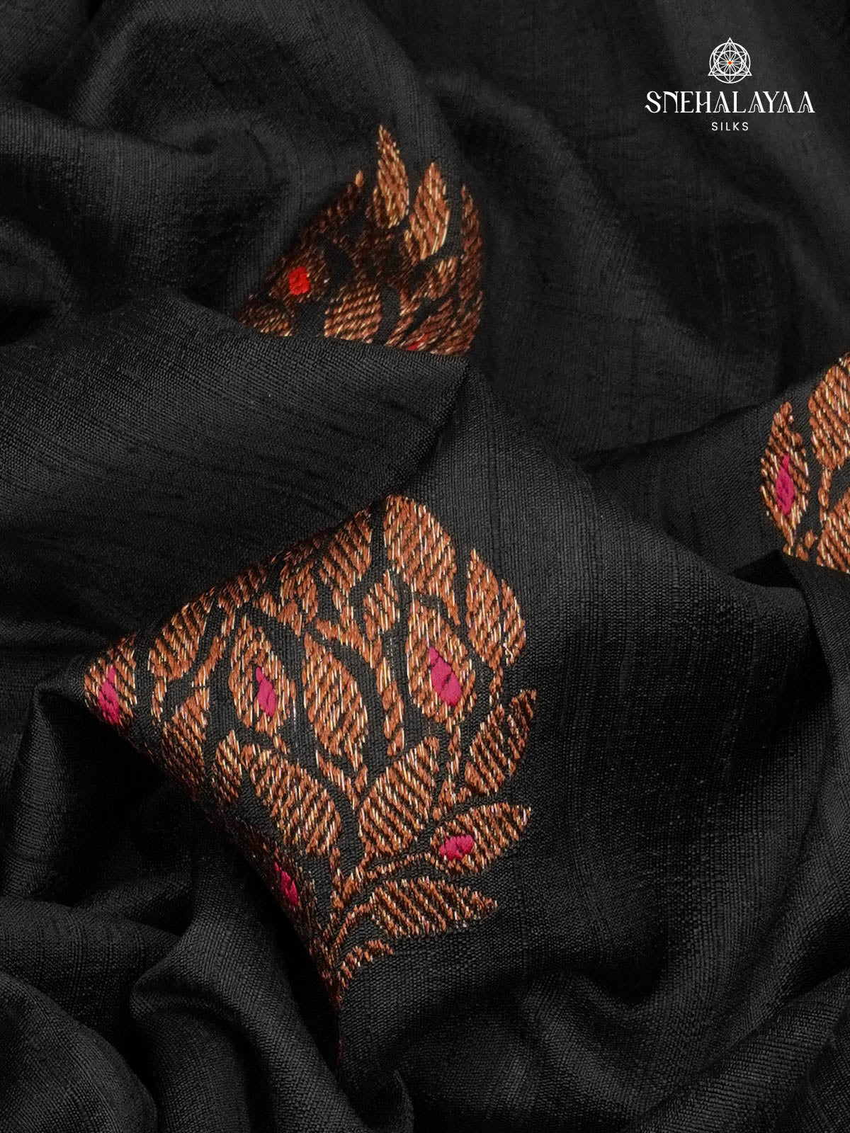 Black Banaras Raw Silk Saree