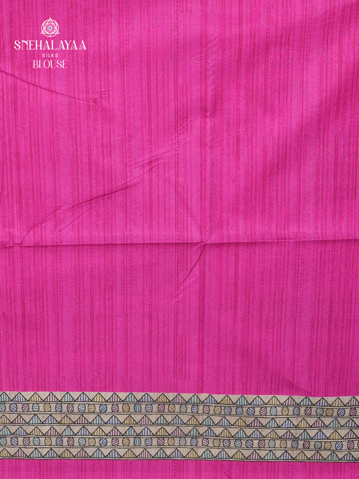 Beige With Pink Border Madhubani Saree