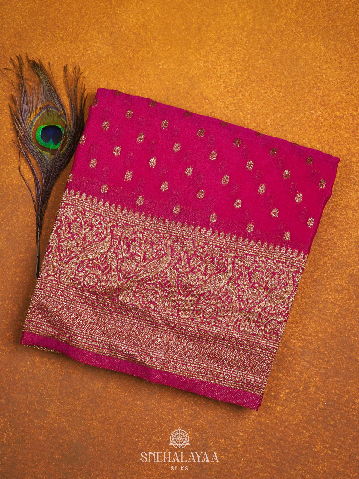 Rani Pink Banaras Georgette Saree