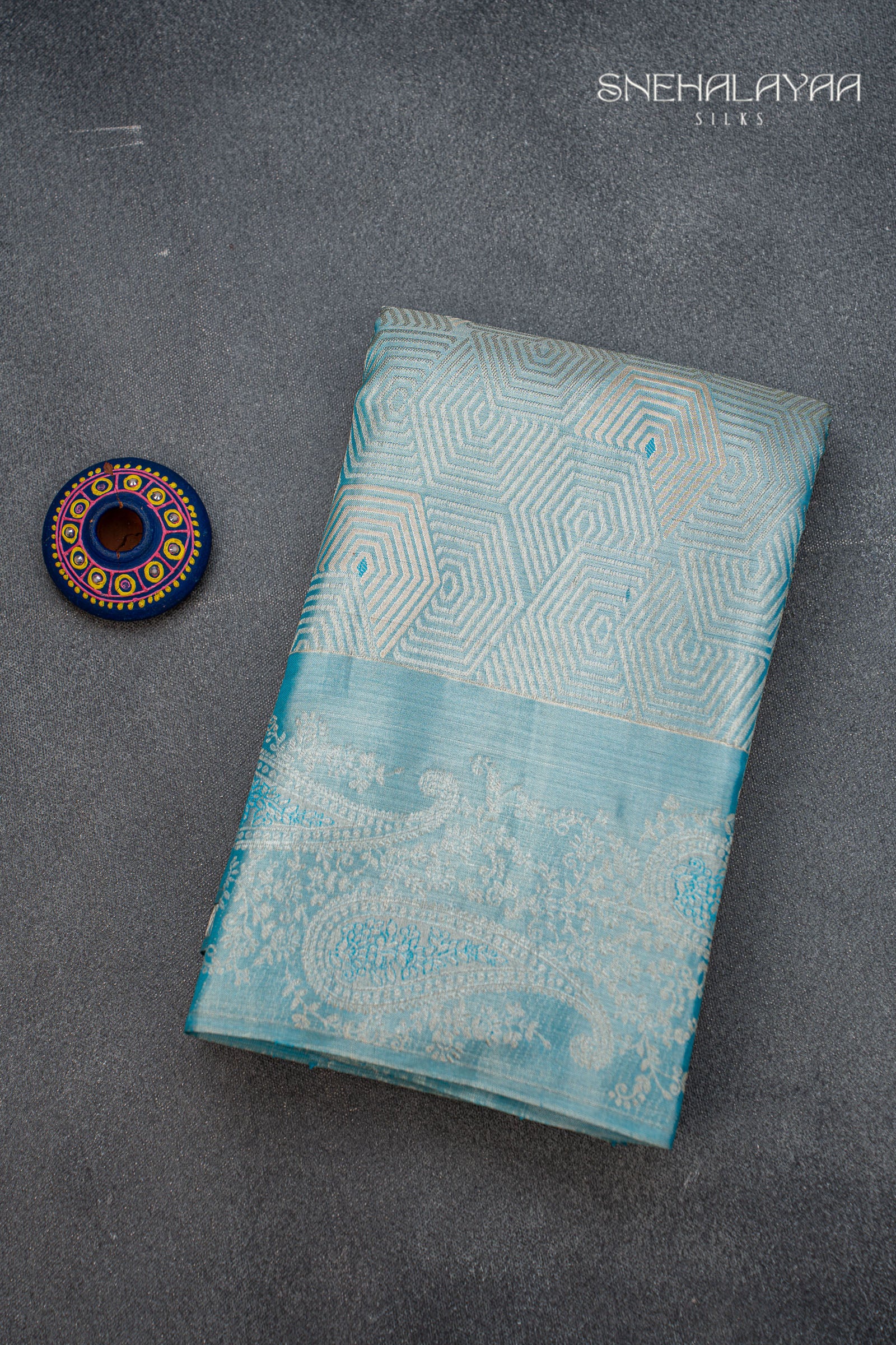 Sapphire Blue Kancheevaram Silk Saree