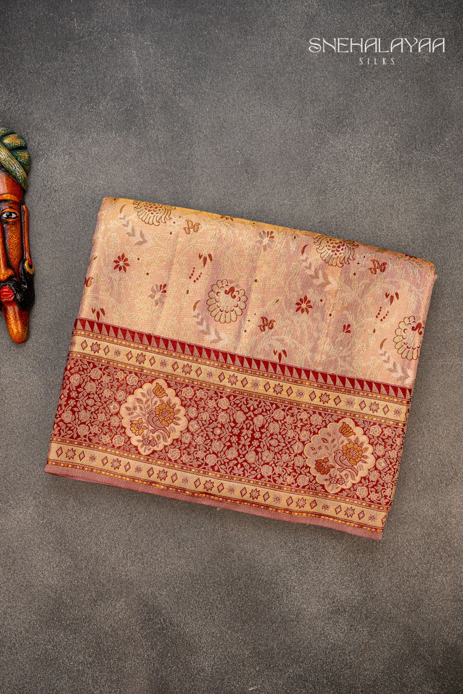 Rose Gold Kancheevaram Silk Saree