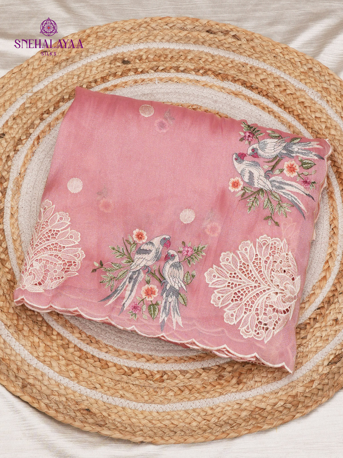 Pastel Pink Embroidery Designer Saree