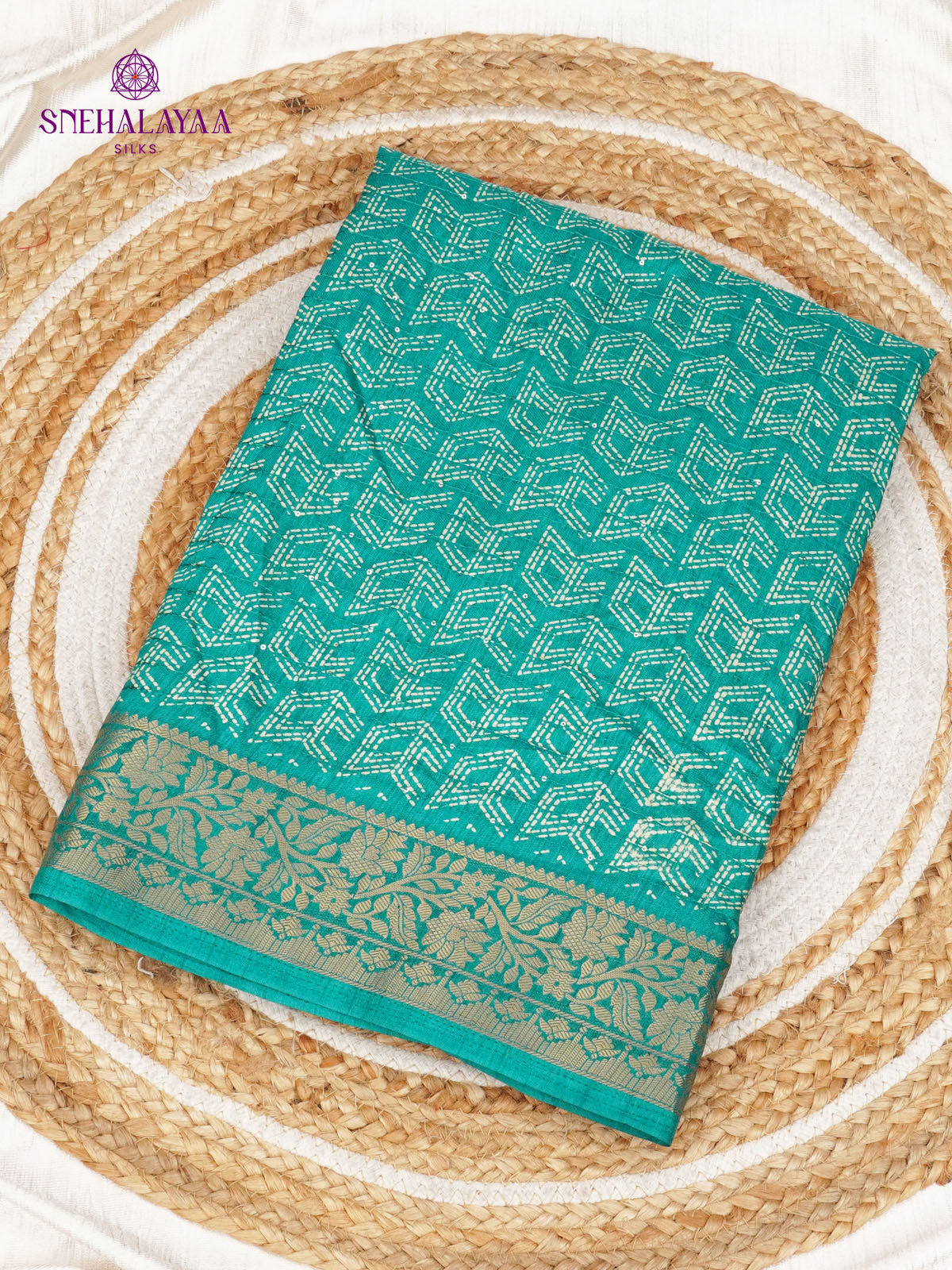 Ocean Blue Dola Silk Saree