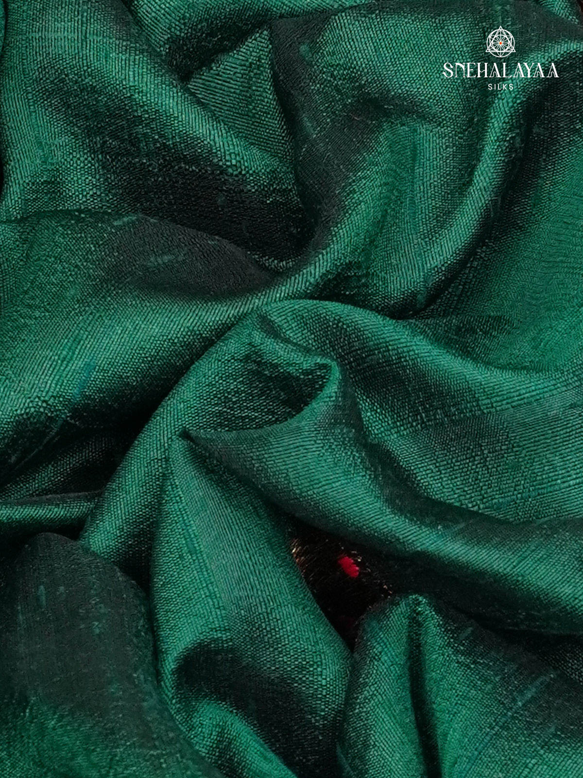 Bottle Green Banaras Raw Silk Saree