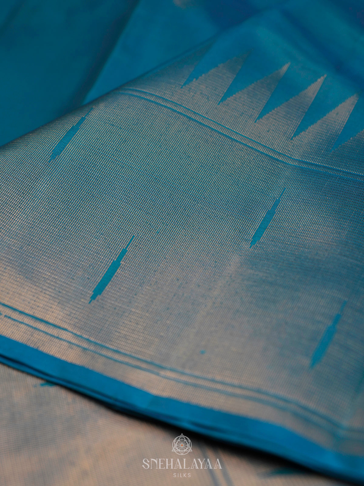 Teal Blue Kanjivaram Silk Saree