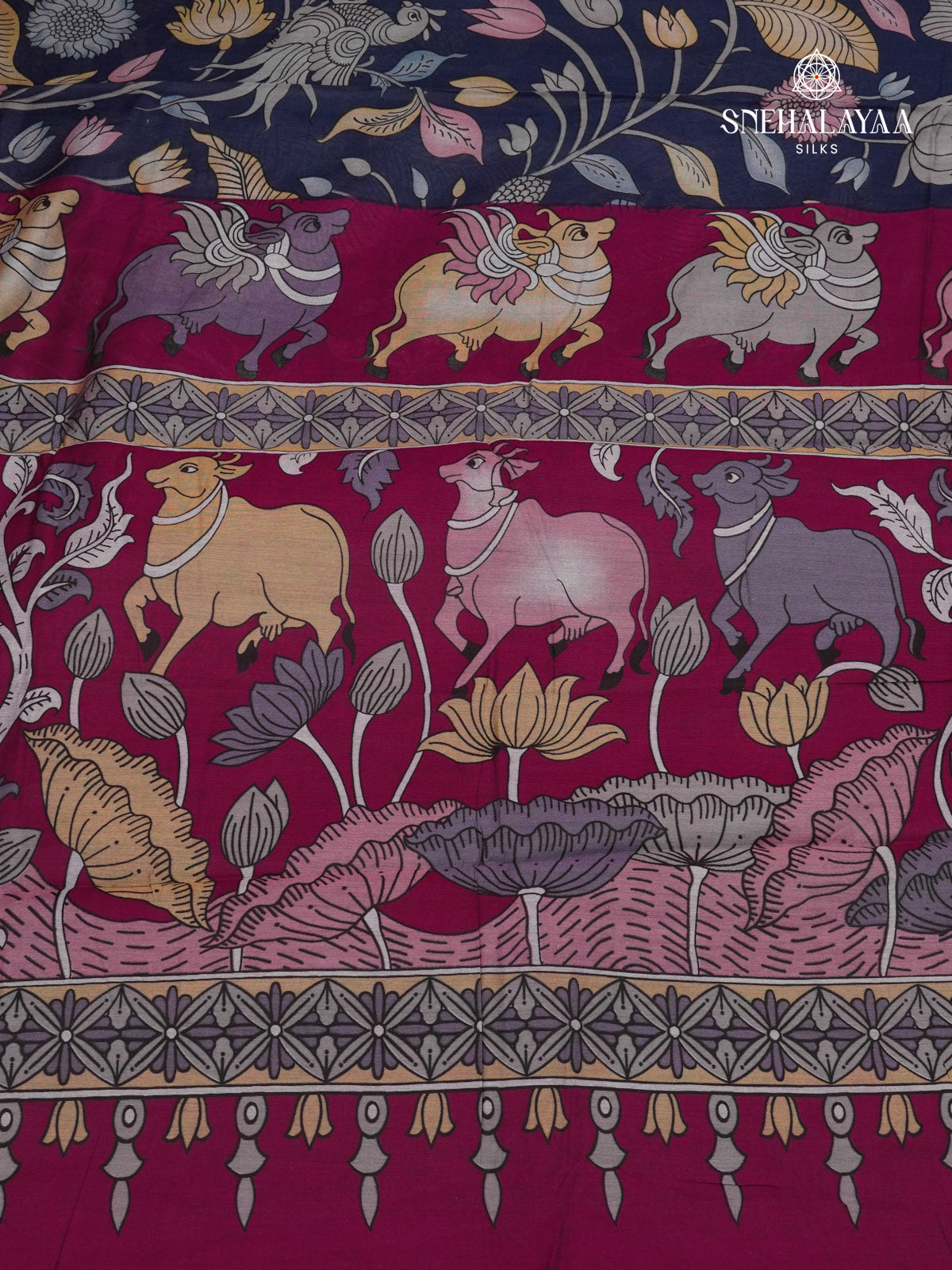 Navy Blue Chanderi Saree