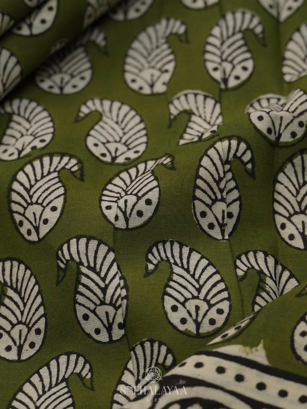 Olive Green Jaipur Cotton Saree