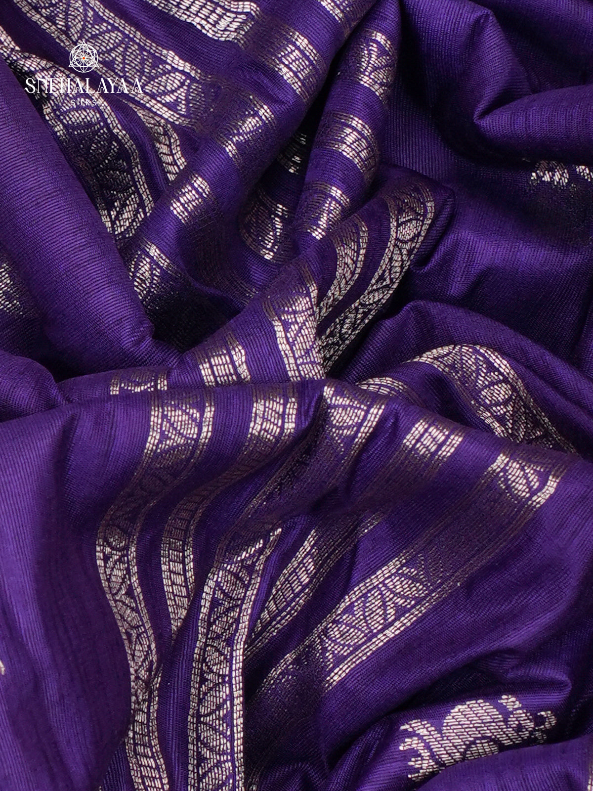 Navy Blue Banaras Dola Silk Saree