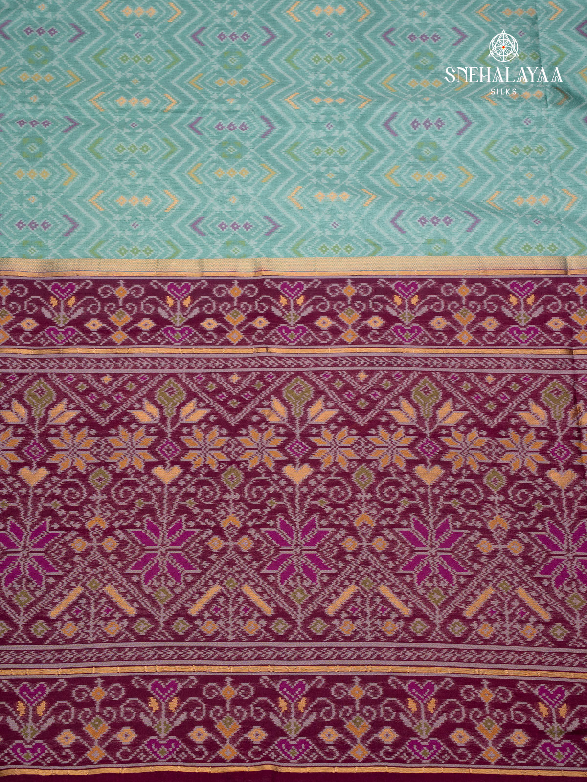 Pale Blue Ikat Silk Saree