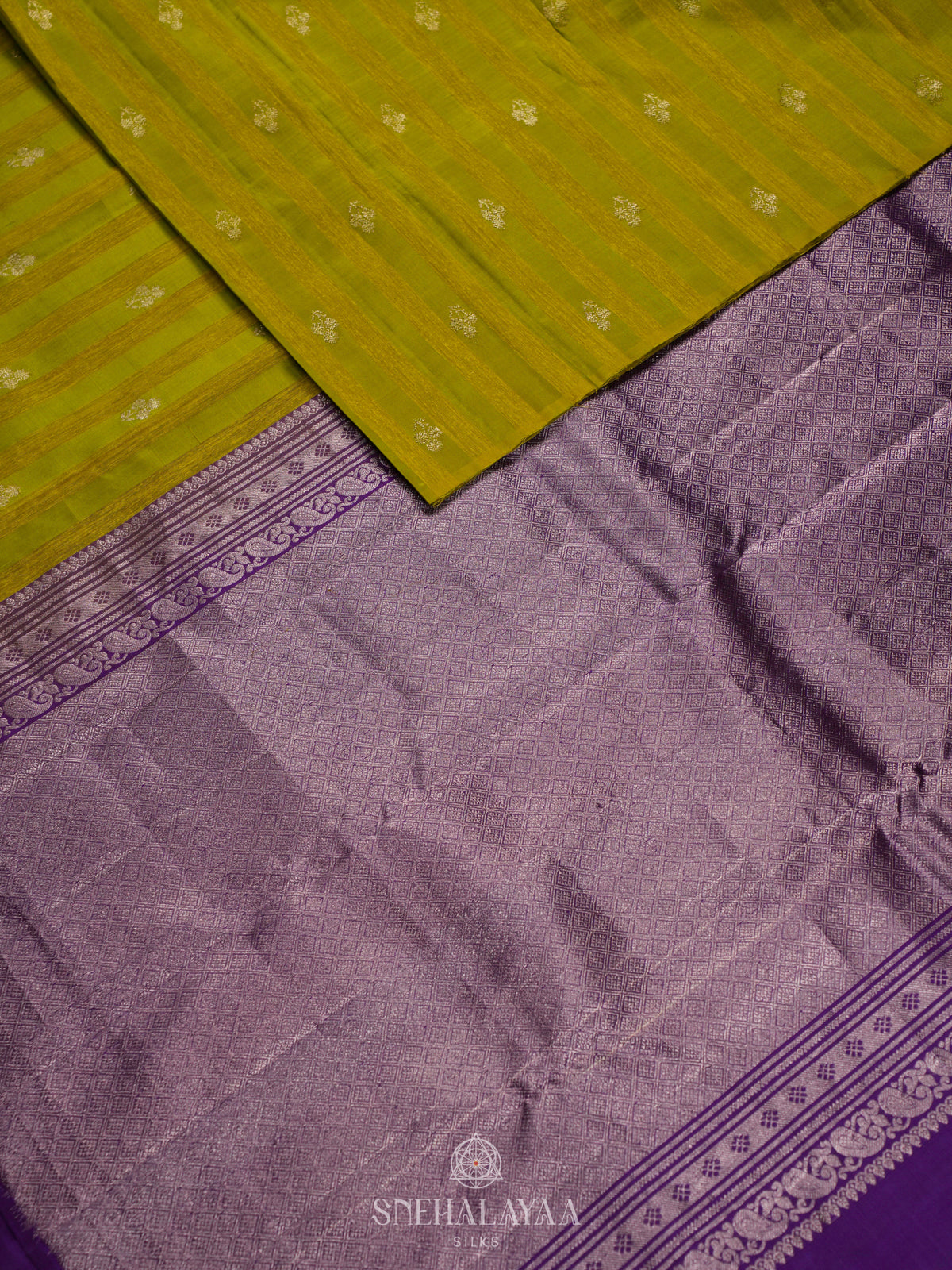 Lime Green Kanchi Linen Silk Saree