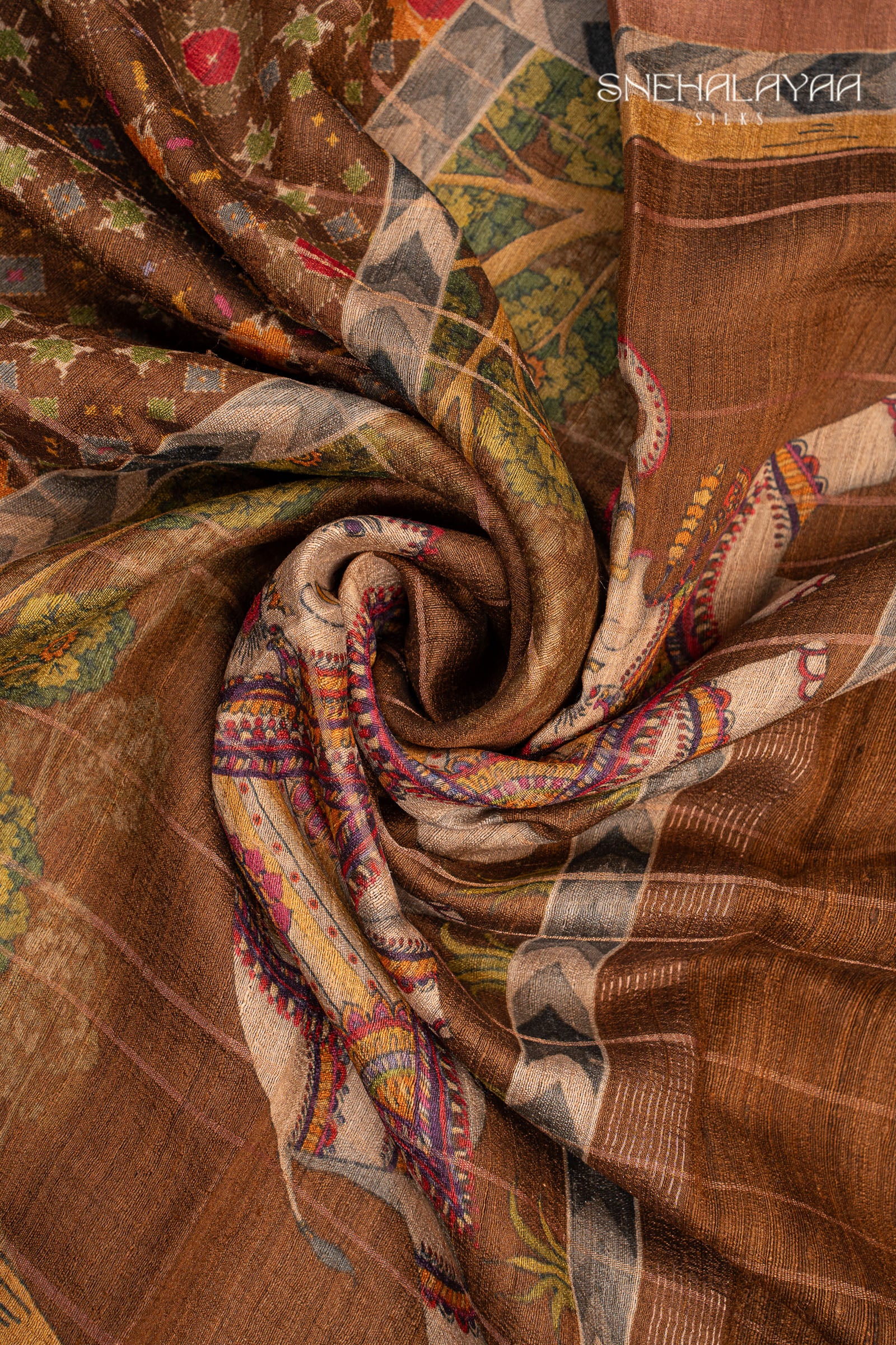 Tawny Brown Tussar Saree