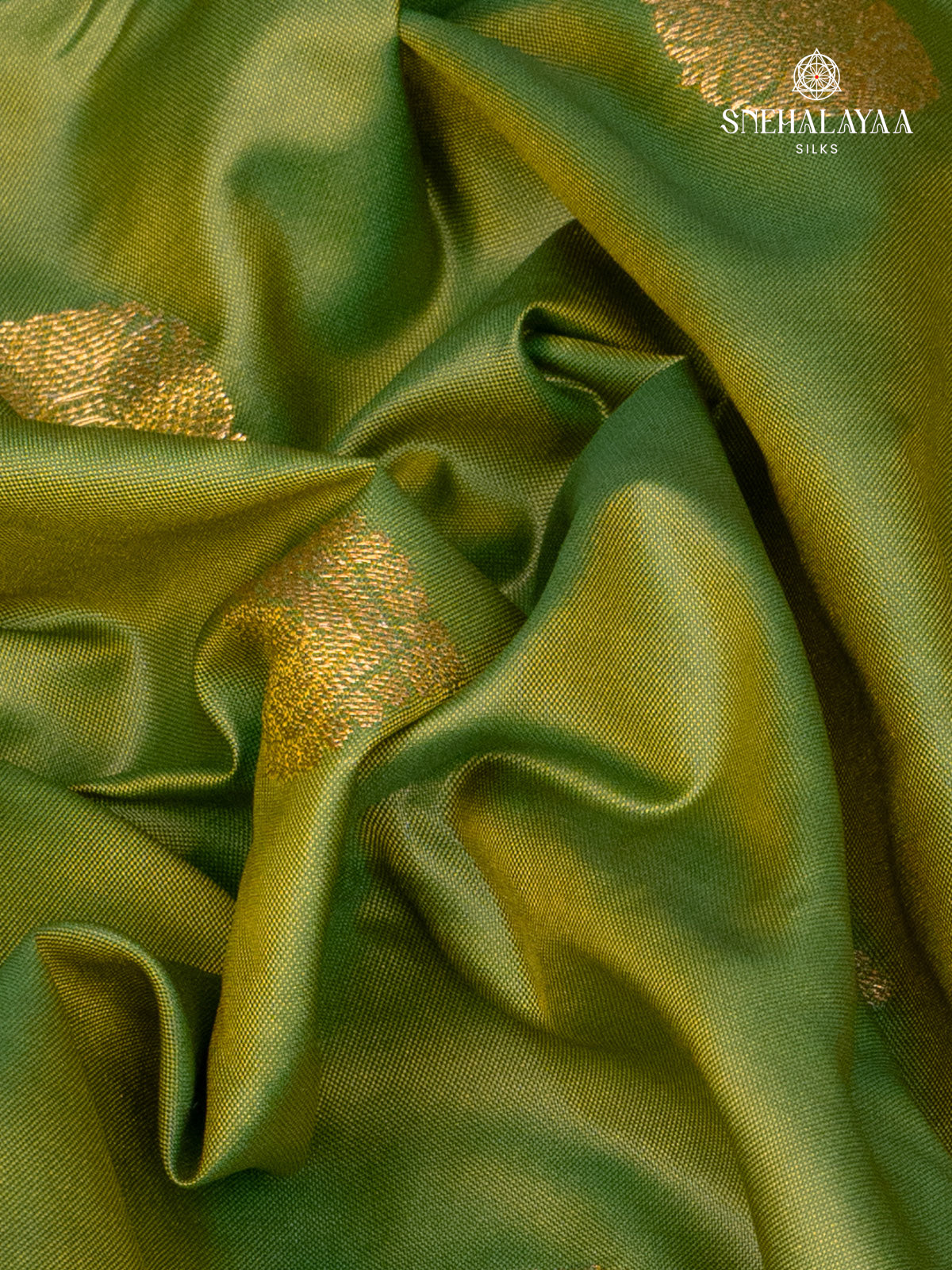 Olive Green Gadwal Silk Saree