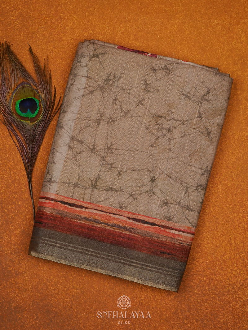 Gray Tussar Saree