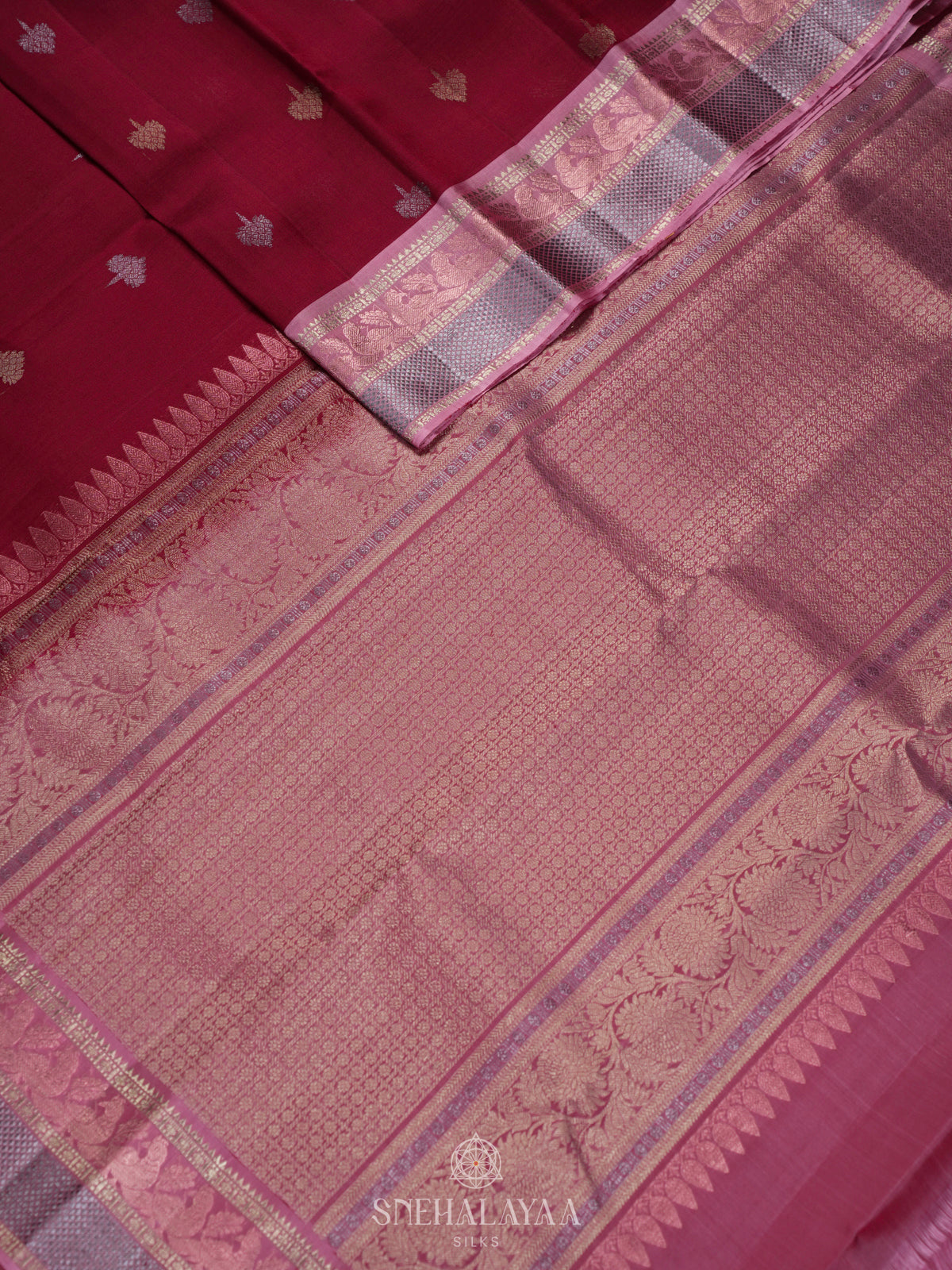Maroon Kanchi Kora Silk Saree