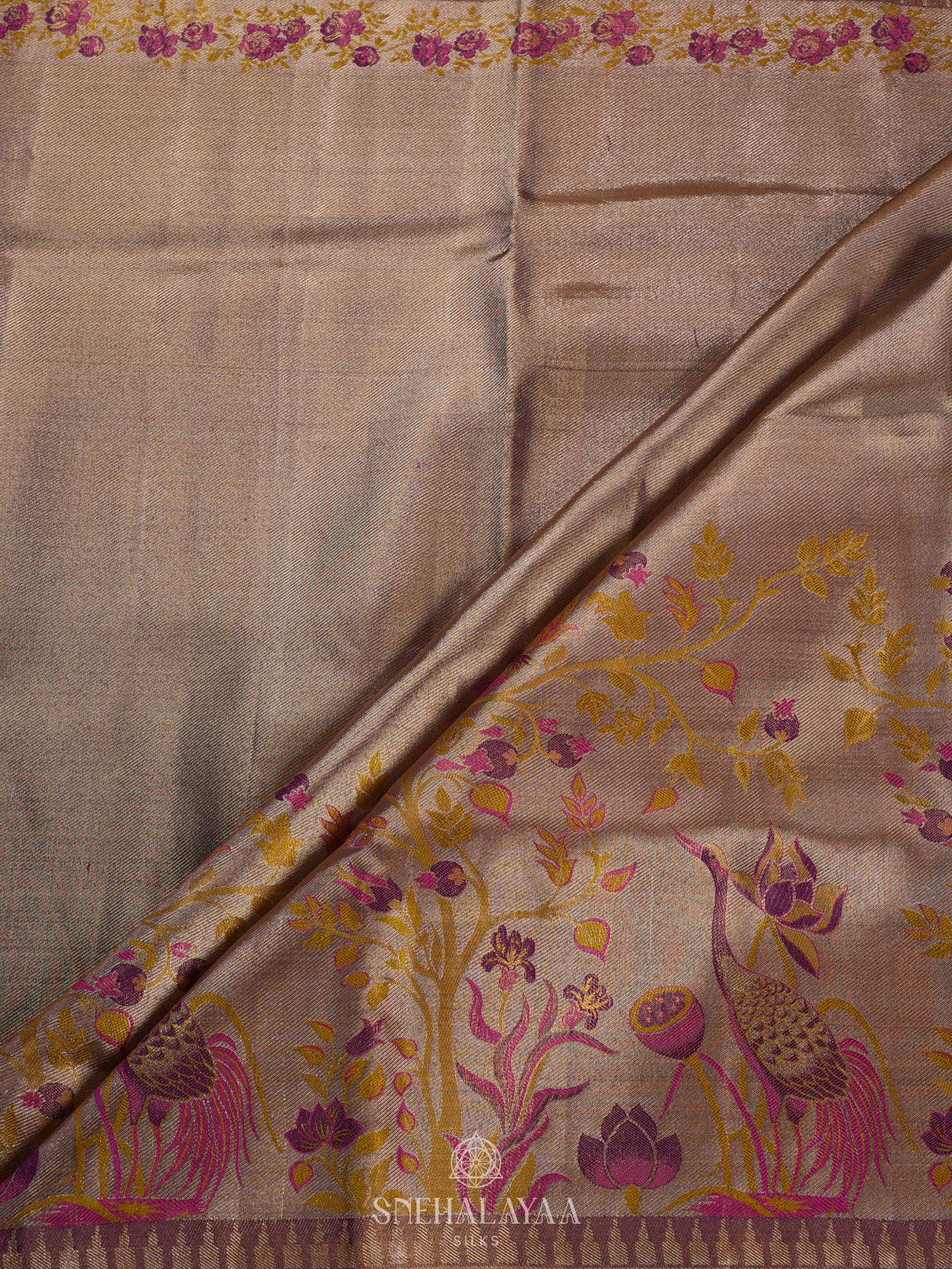 Taupe Gold Tissue Kanjivaram Silk Saree