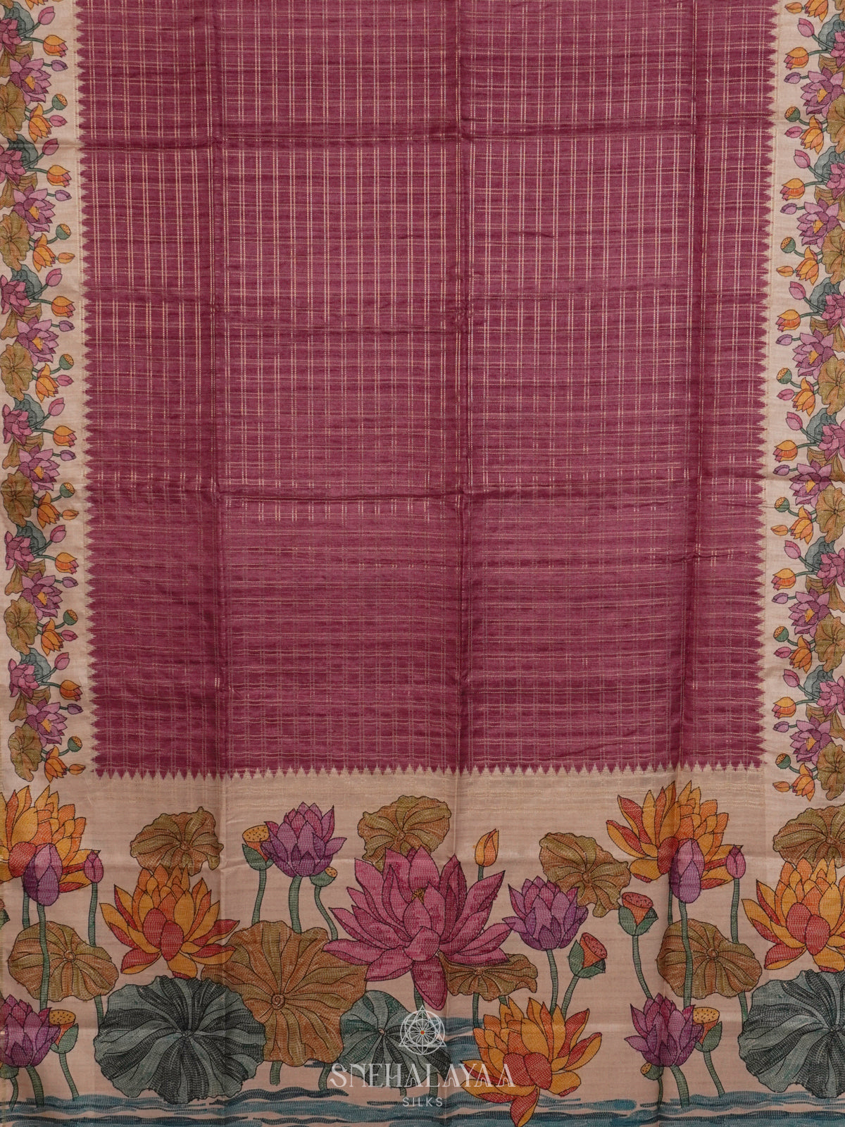 Mauve Rose Tussar Saree