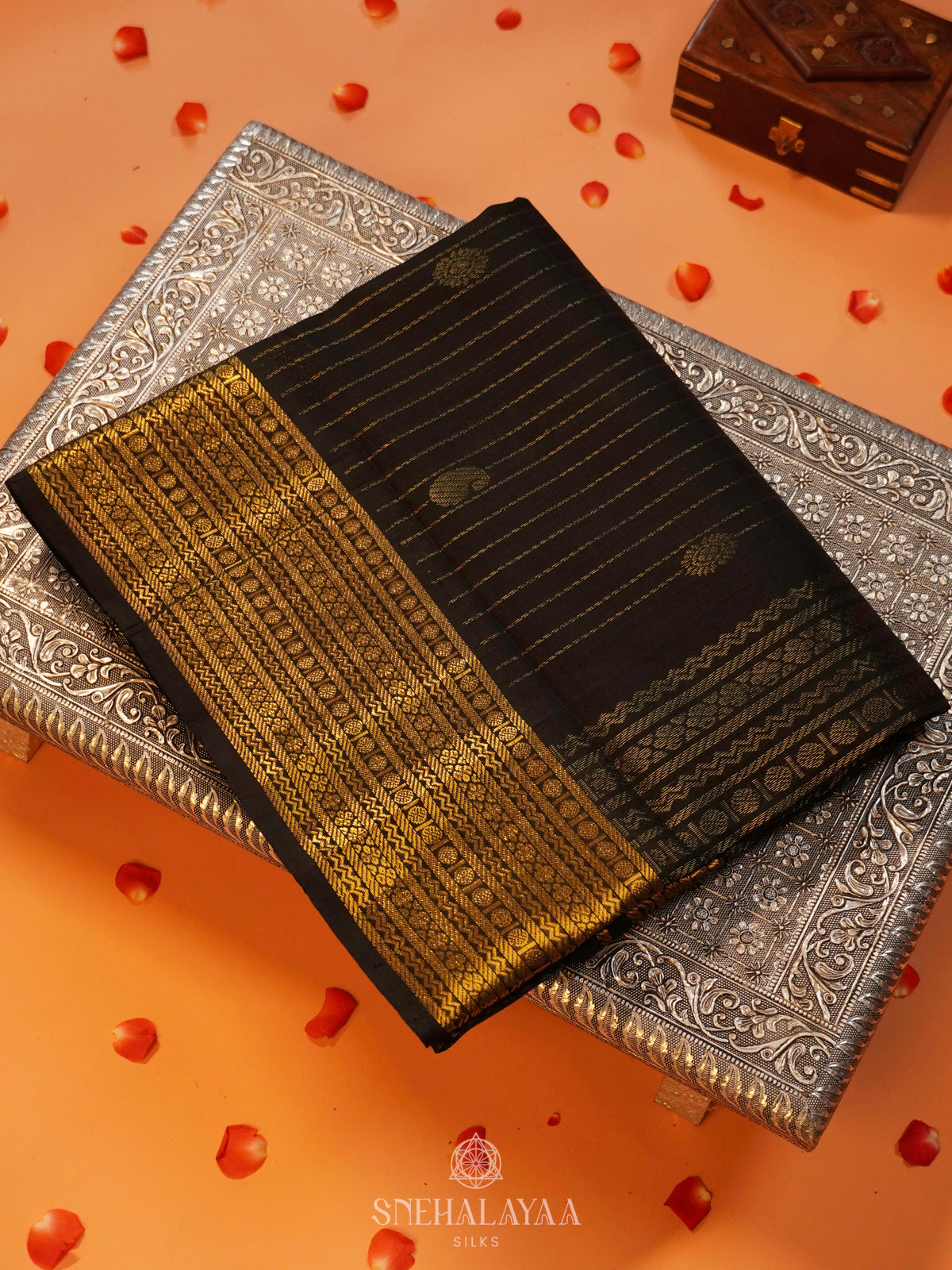 Black Kanchi Silk Cotton Saree