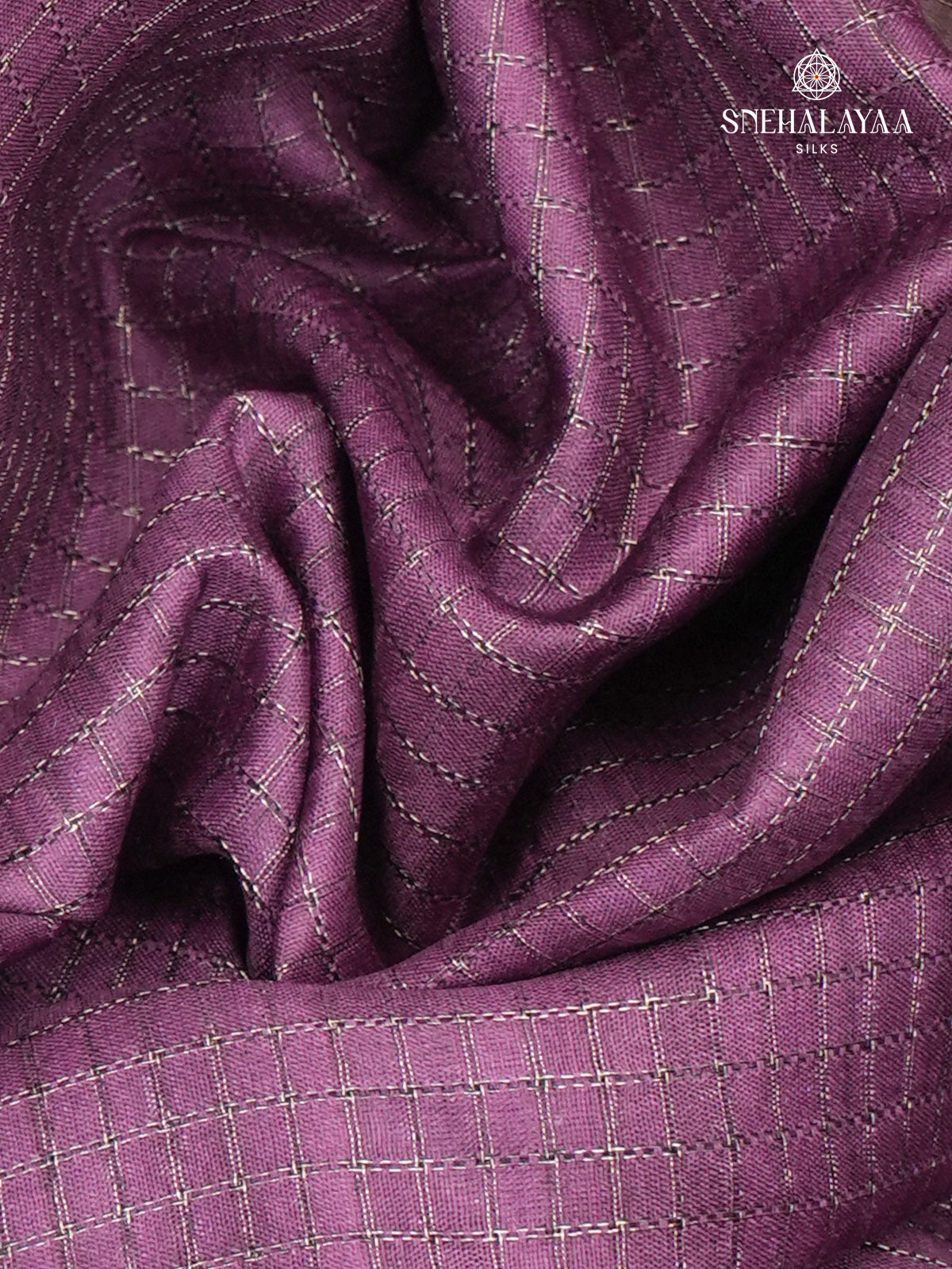 Purple Floral Printed Tussar Saree