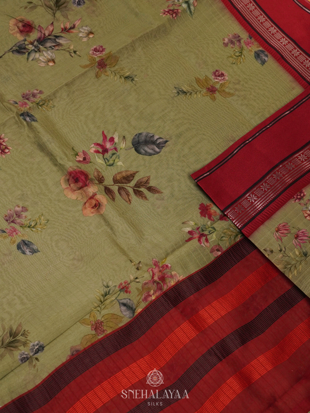 Olive Green Chanderi Saree